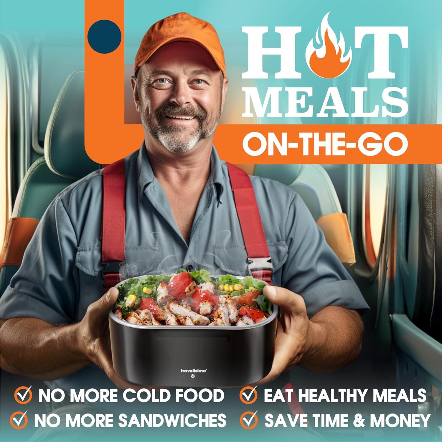 Caja de Almuerzo Eléctrica TRAVELISIMO 1.5L 80W Acero Inoxidable