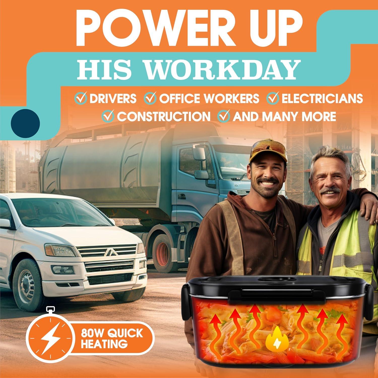 Caja de Almuerzo Eléctrica TRAVELISIMO 1.5L 80W Acero Inoxidable