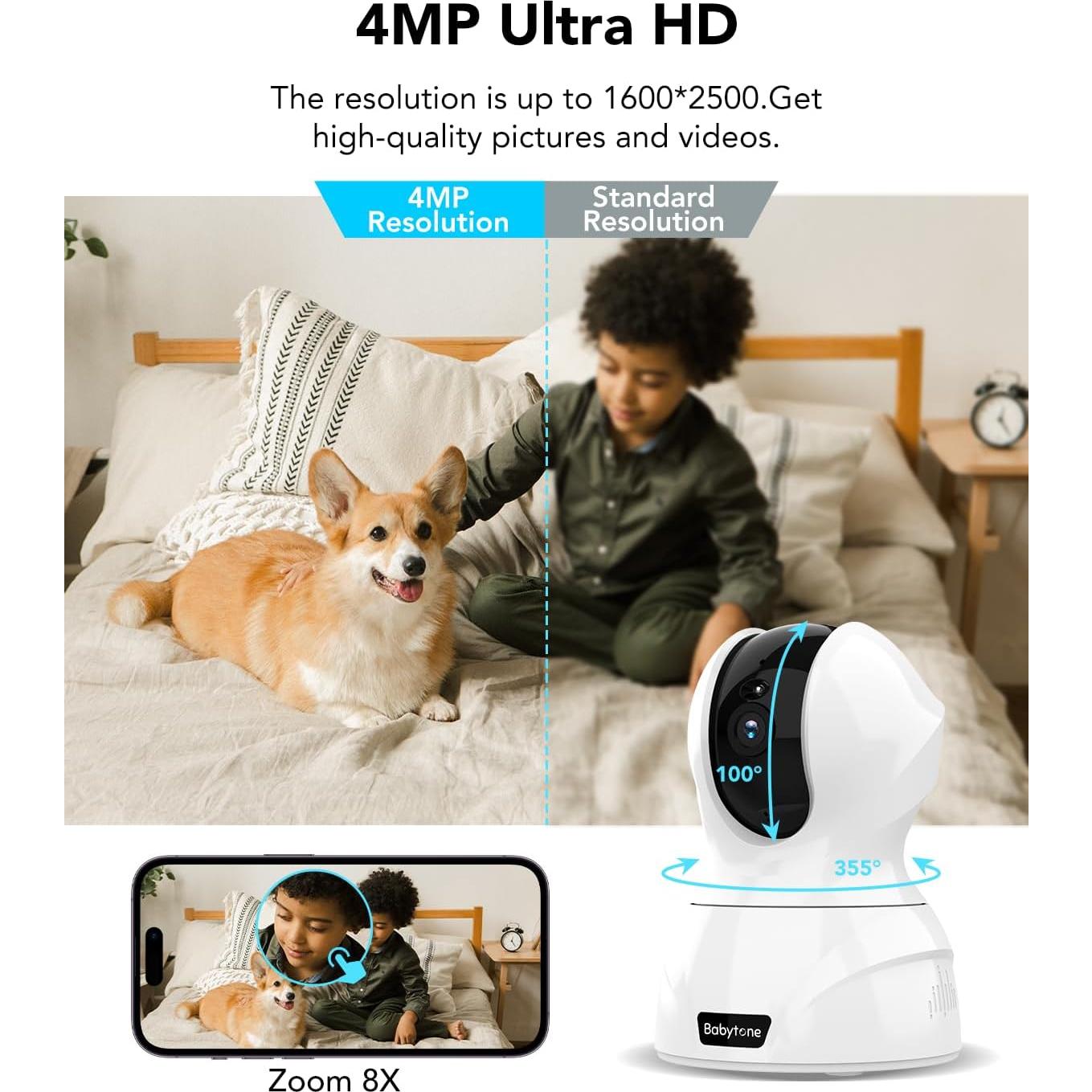 Cámara Interior Babytone 4MP WiFi con Audio Bidireccional