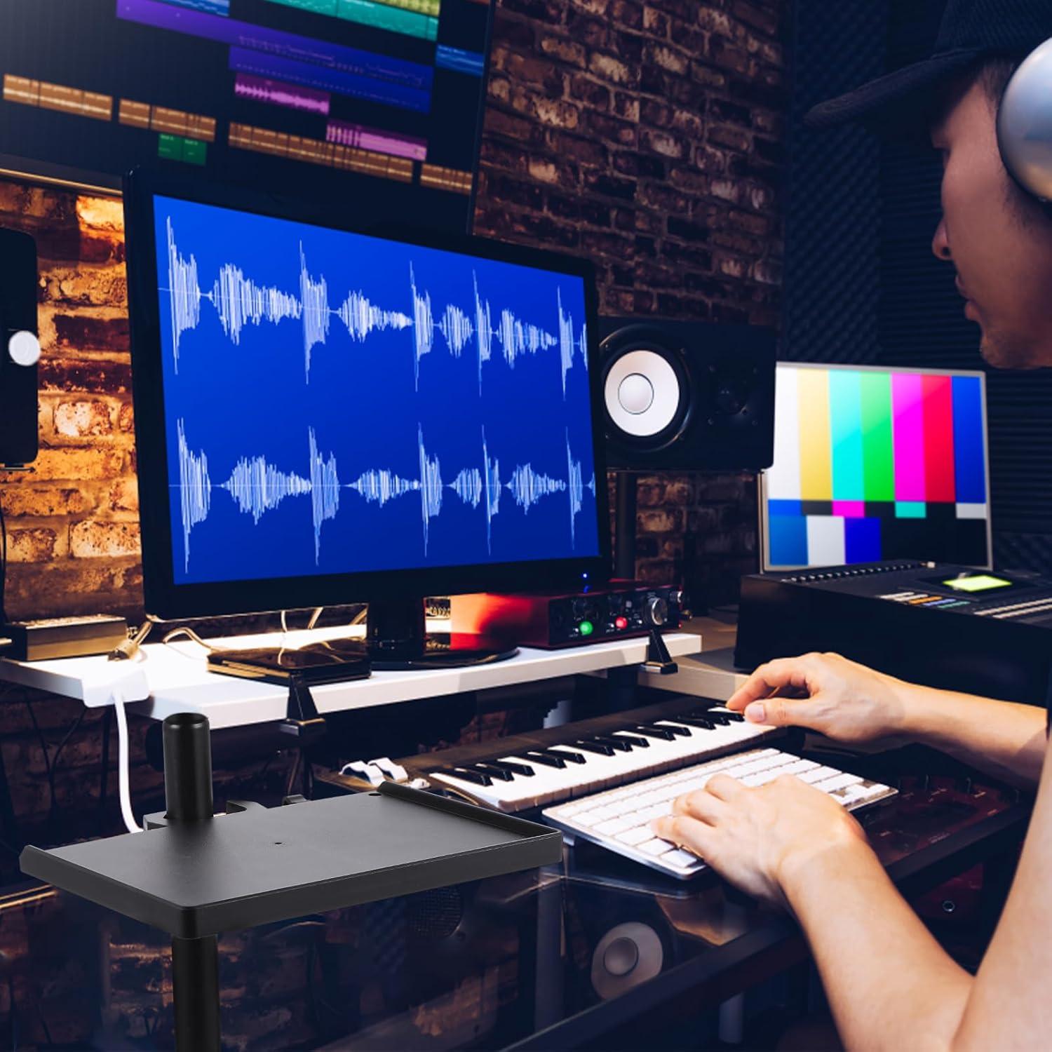 Bandeja Soporte Micrófono Ajustable Negro 20x14 cm