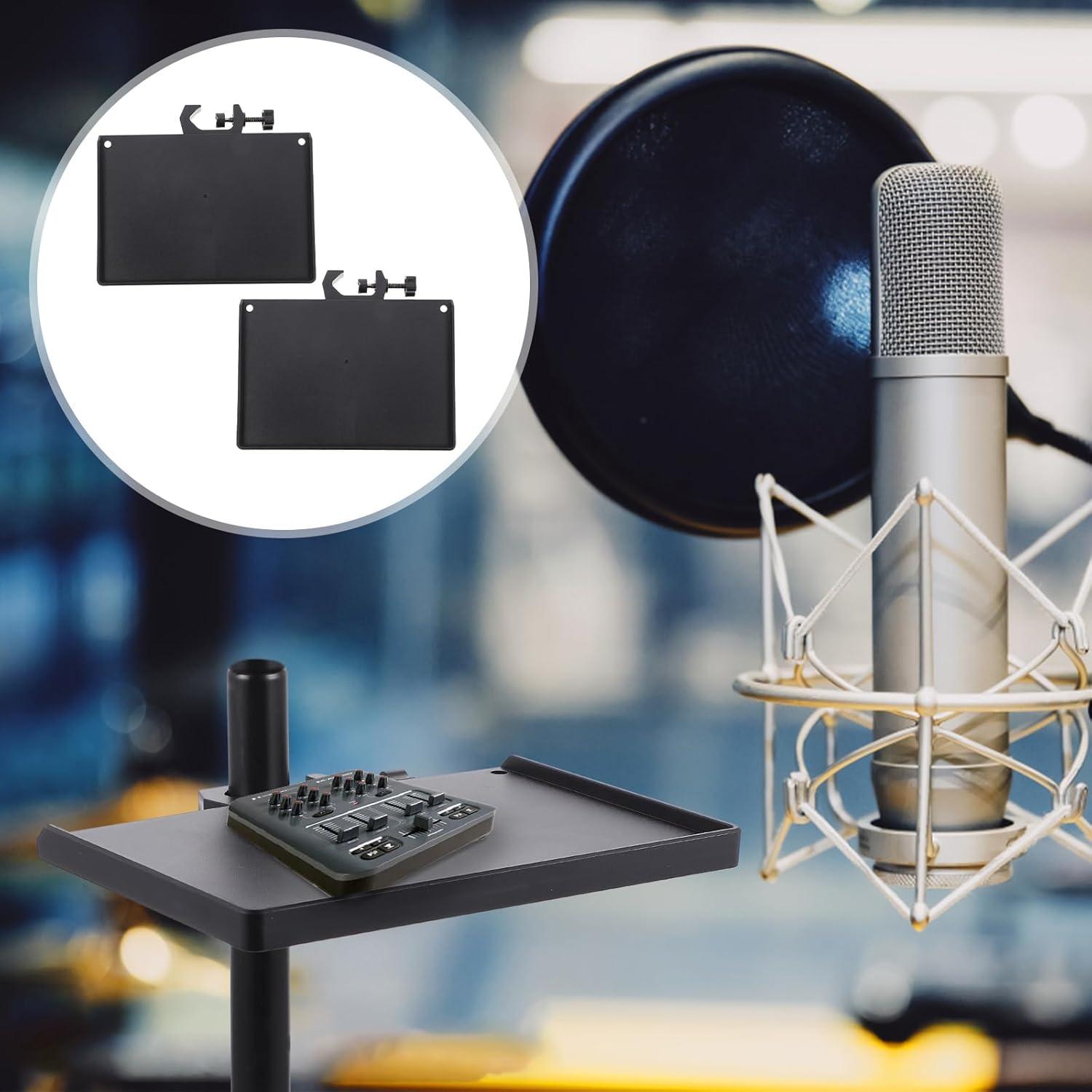 Bandeja Soporte Micrófono Ajustable Negro 20x14 cm