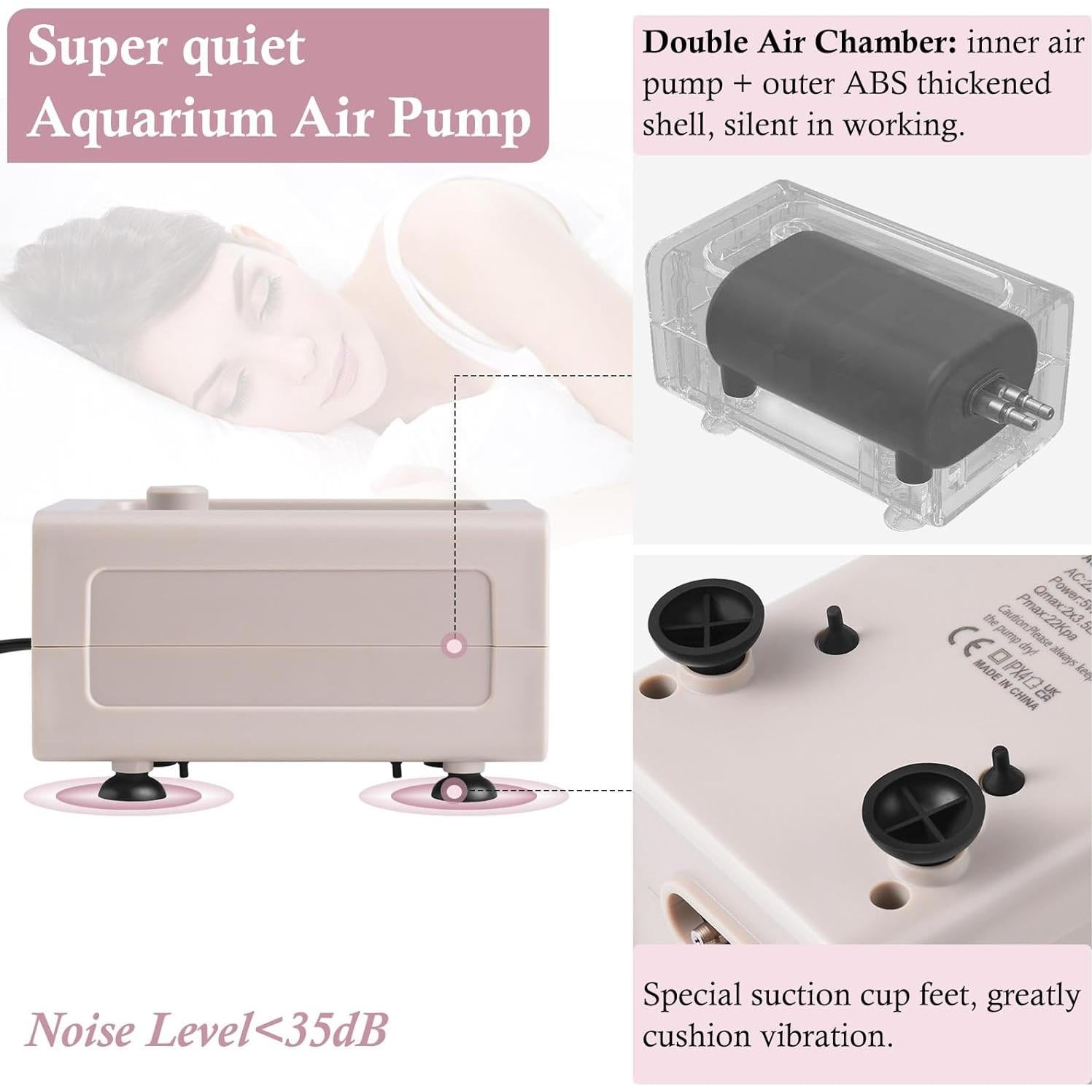 Bomba de Aire HITOP 5W 110GPH para Acuario 20-757L Silenciosa