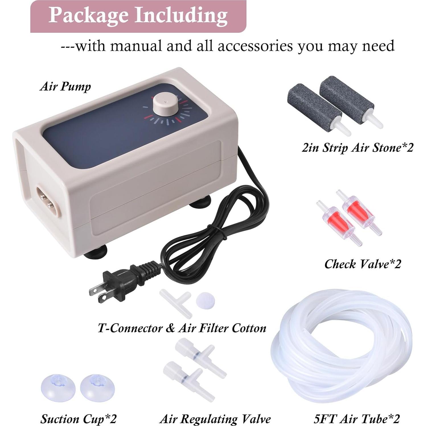 Bomba de Aire HITOP 5W 110GPH para Acuario 20-757L Silenciosa