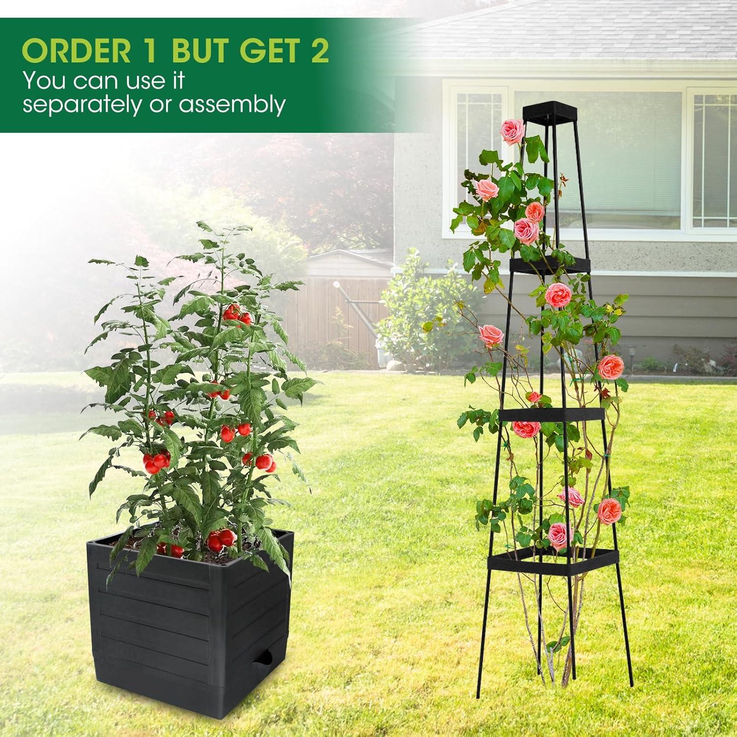 Caja de Jardín Elevada MQFORU con Enrejado 144,78 cm