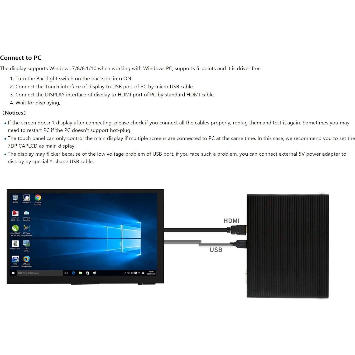 Pantalla LCD Táctil Capacitiva 7" Ingcool 1024x600 HDMI