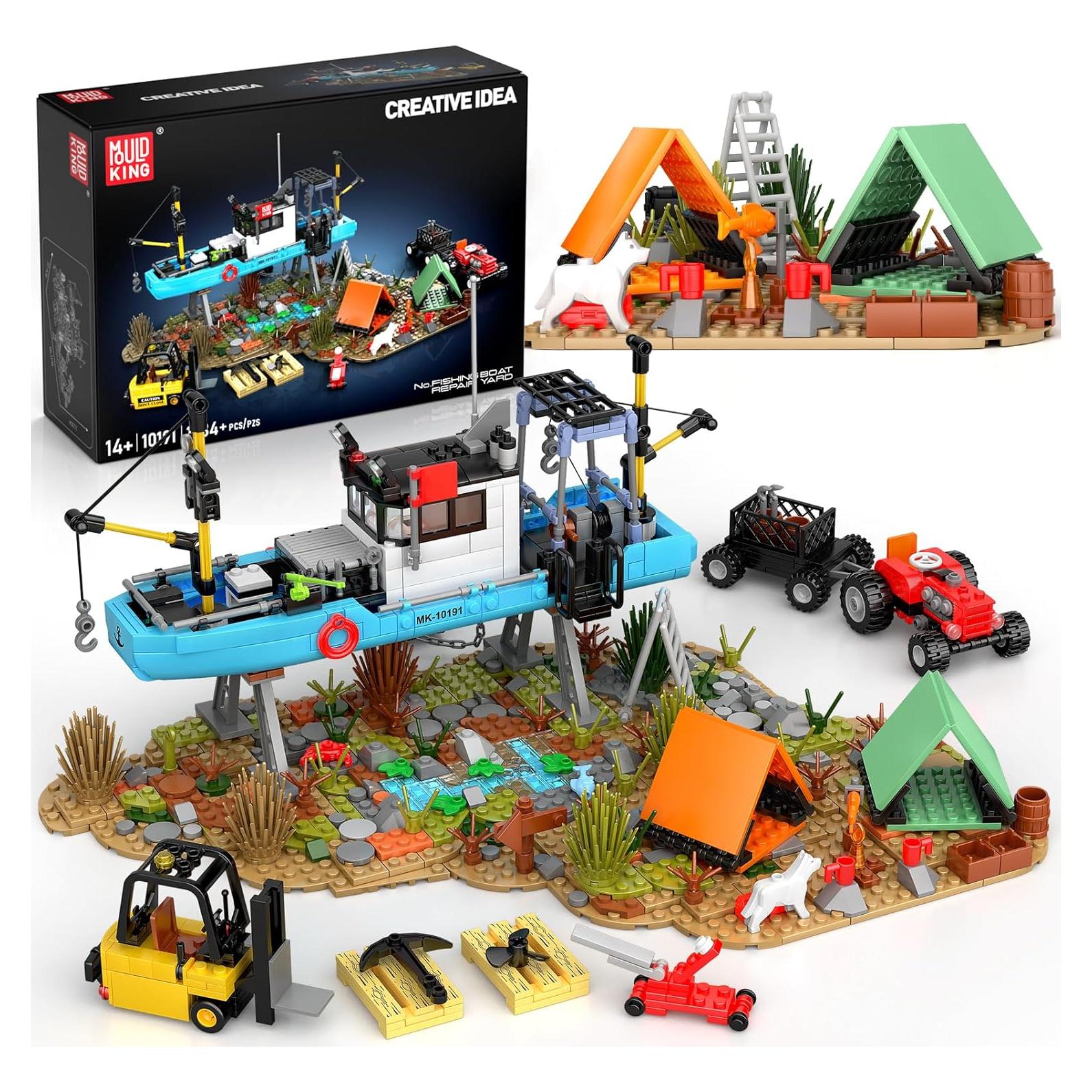 Mould King Conjunto de Construcción Barco Pesca 1234 Piezas