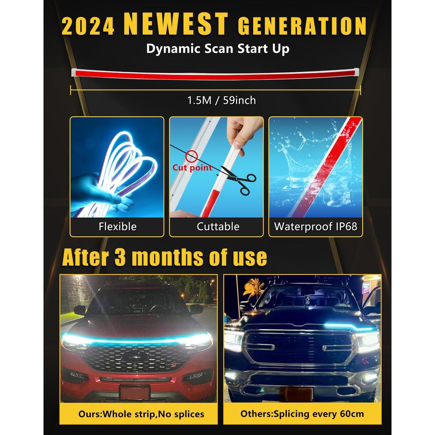 Tira LED para Coche YM E-Bright 149.86 cm Azul Hielo IP68