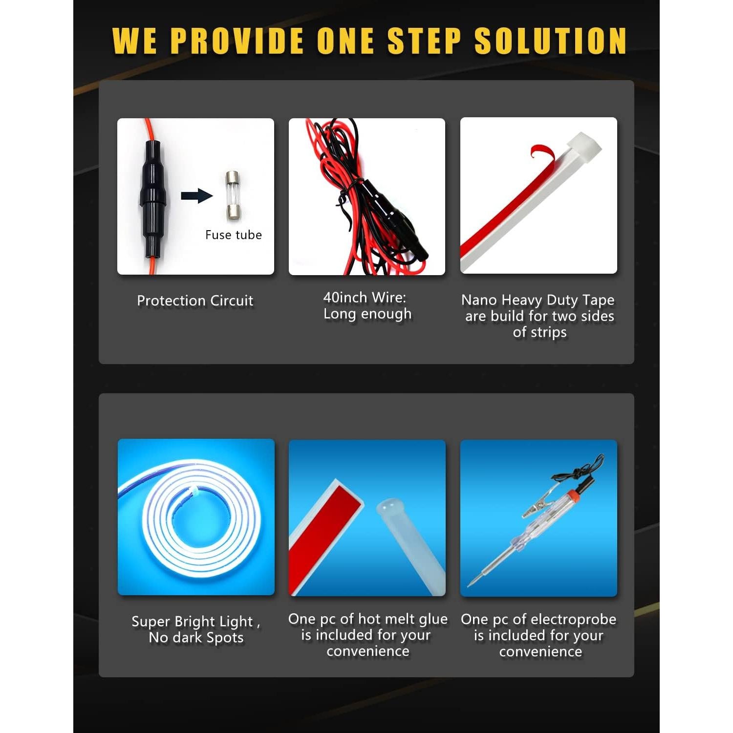 Tira LED para Coche YM E-Bright 149.86 cm Azul Hielo IP68