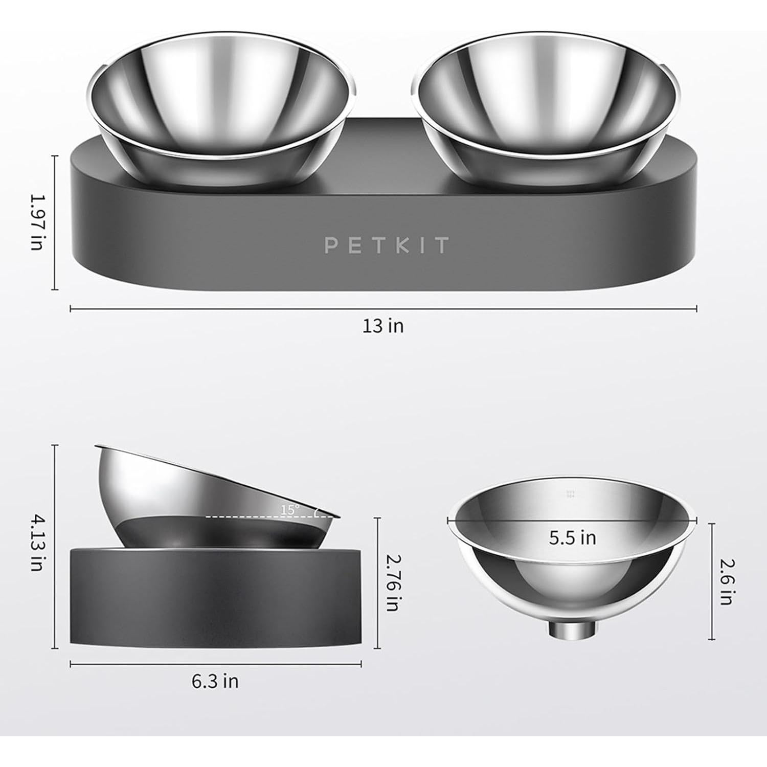 Tazón Elevado PETKIT F4 Acero Inoxidable Antideslizante 14cm