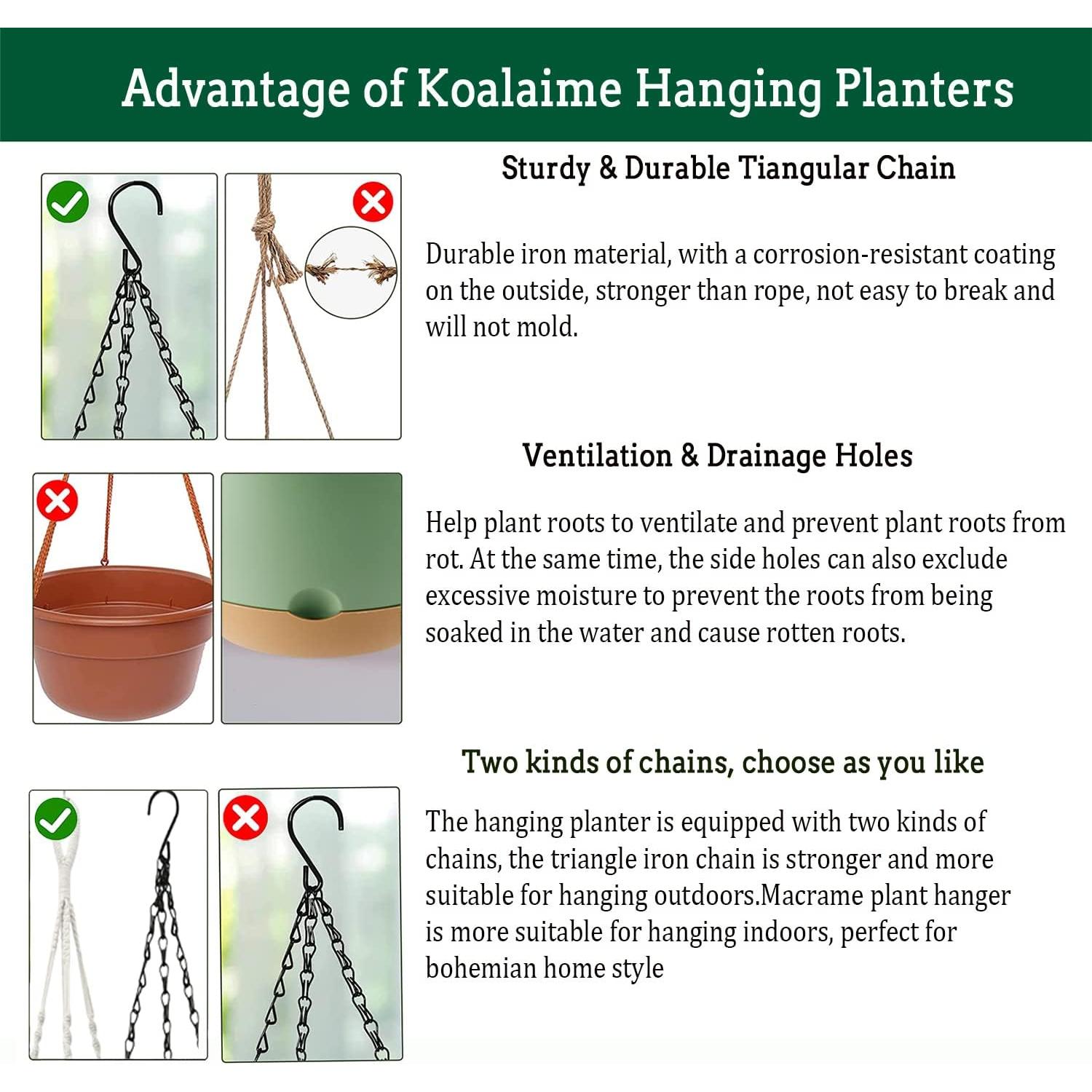 Maceta Colgante Autorriego Koalaime 25 cm Verde - 2 Pzas