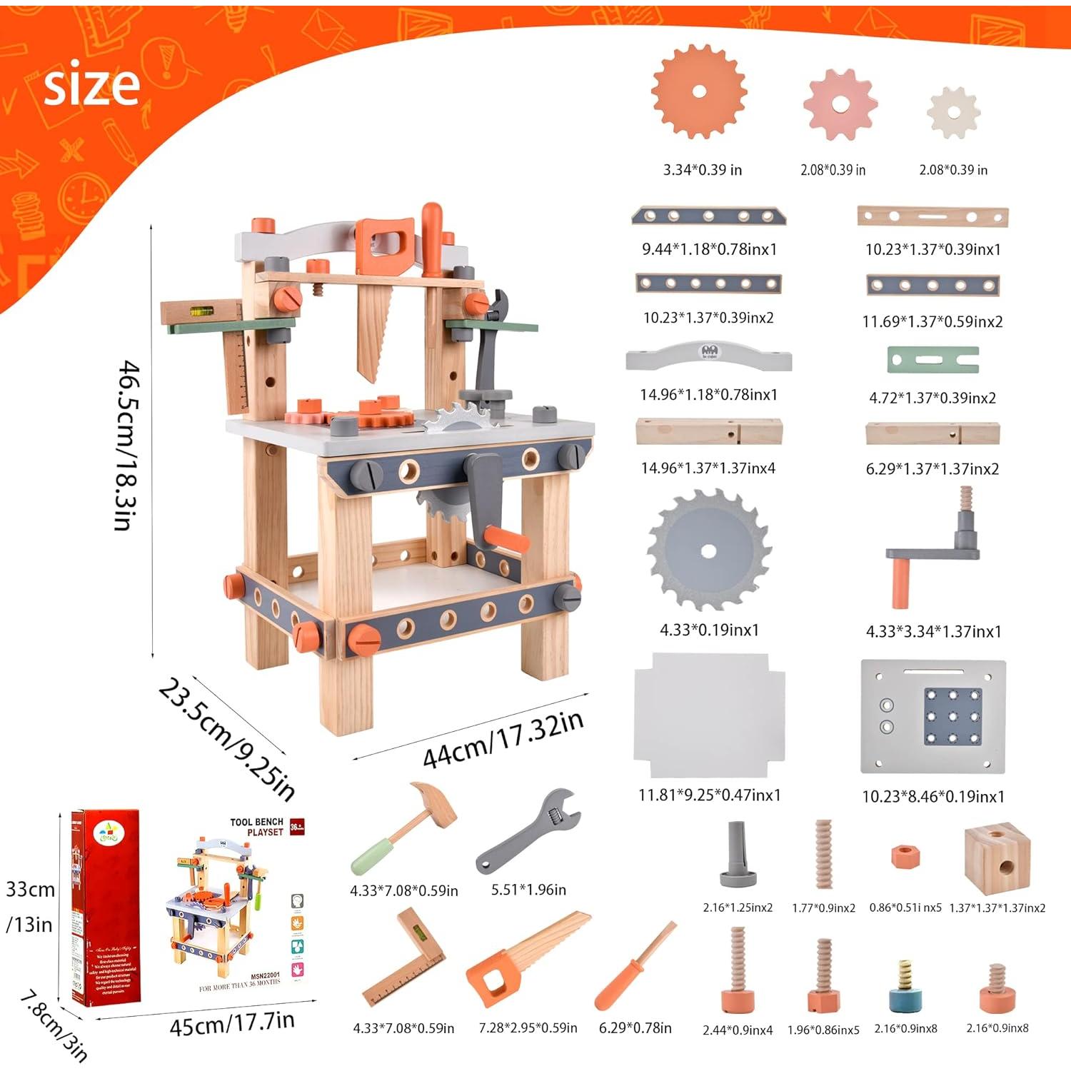 Banco de herramientas de madera Varbertos para niños 2.86 kg