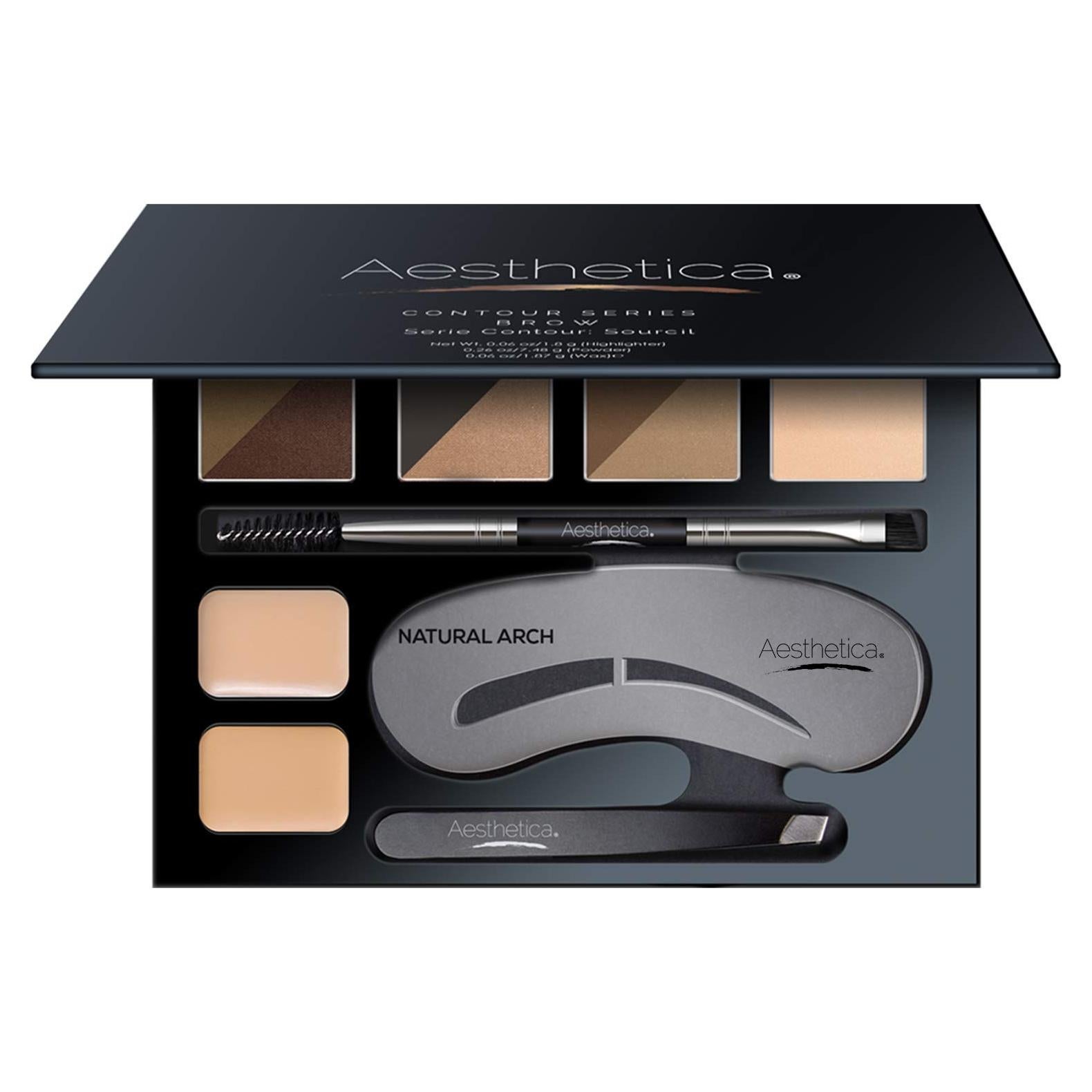 Kit de Cejas Aesthetica 16 Piezas con Polvos y Plantillas