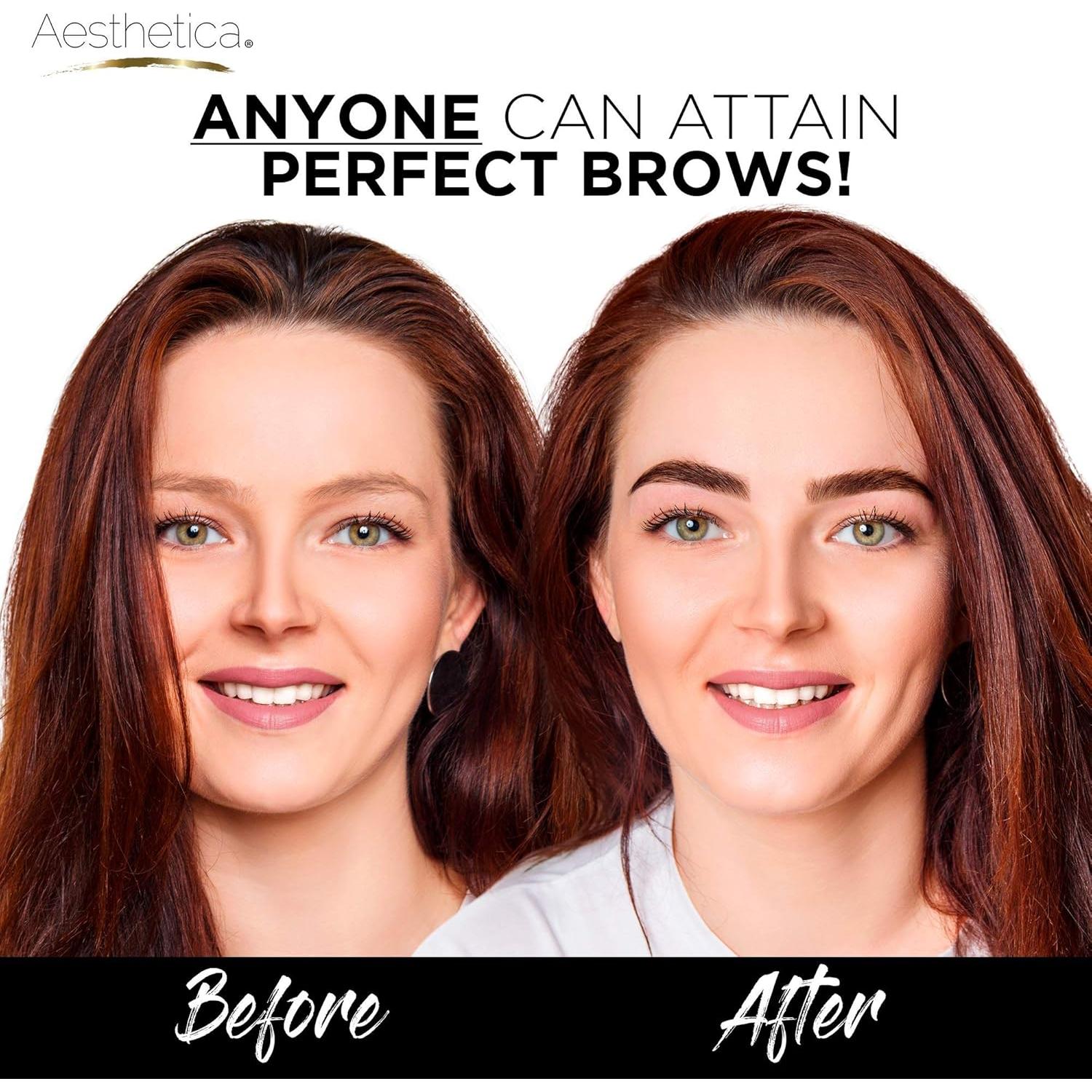 Kit de Cejas Aesthetica 16 Piezas con Polvos y Plantillas