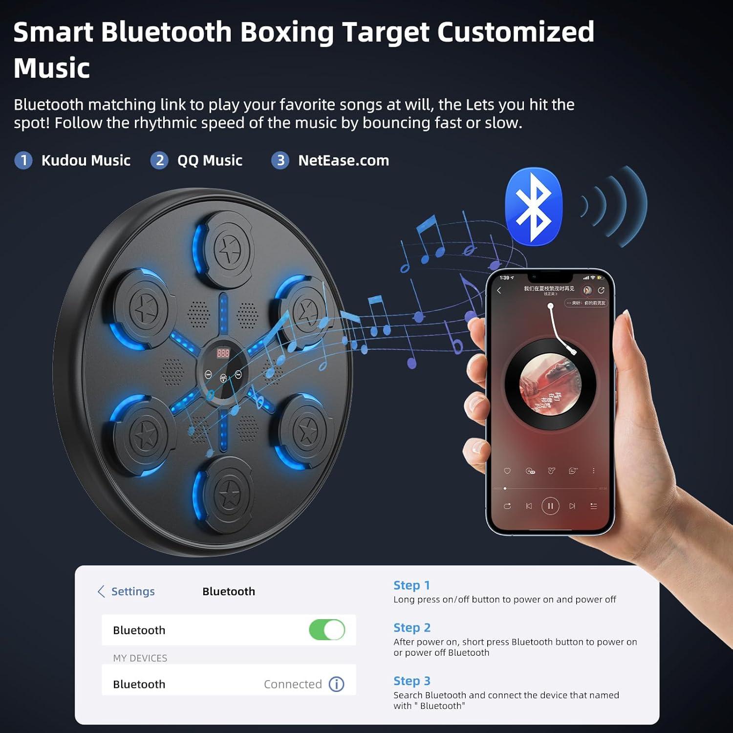 Máquina de Boxeo Musical ZWOTNDT con Guantes y 9 Modos