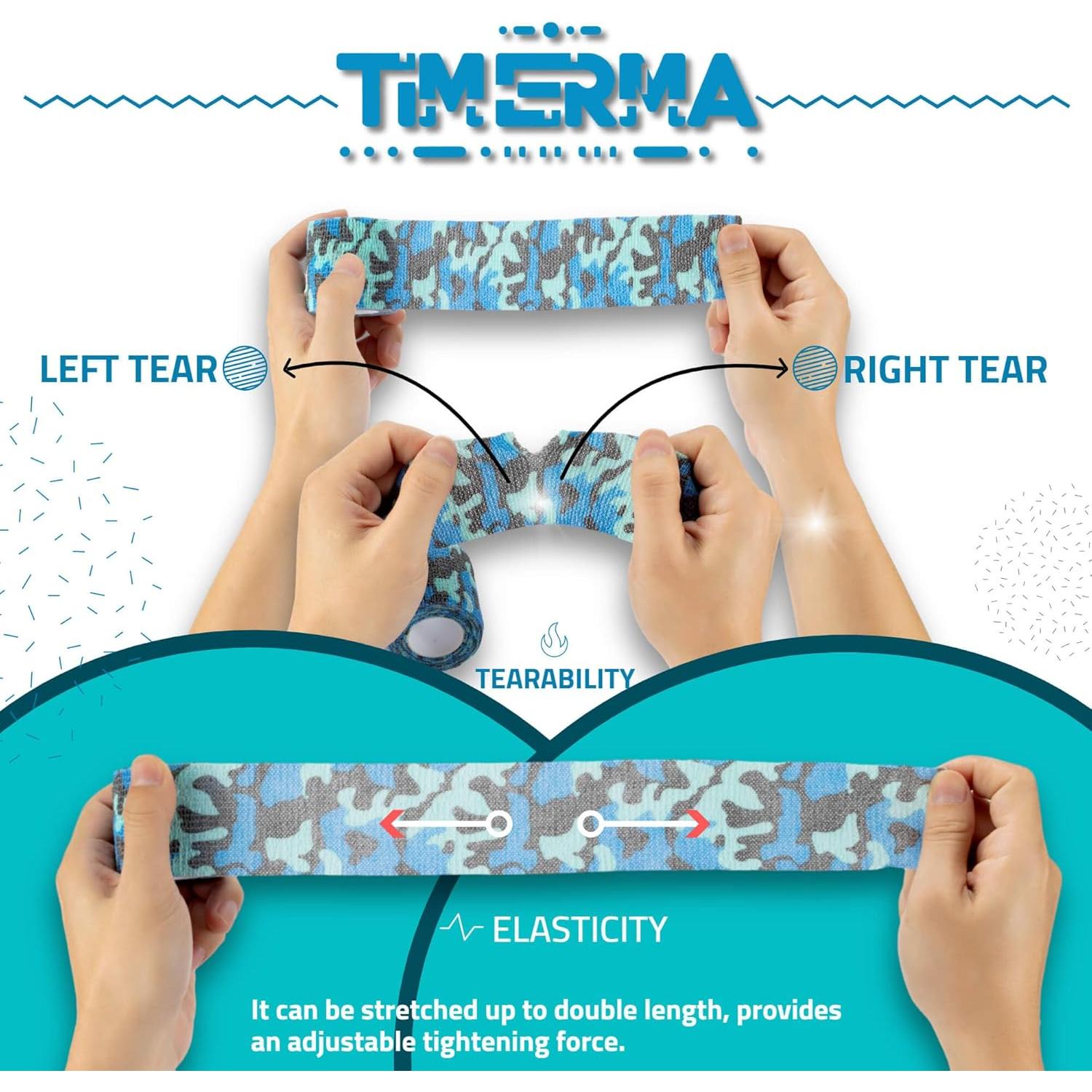 9 Rollos de Venda Autoadhesiva Elástica Multi-Camuflaje TIMERMA