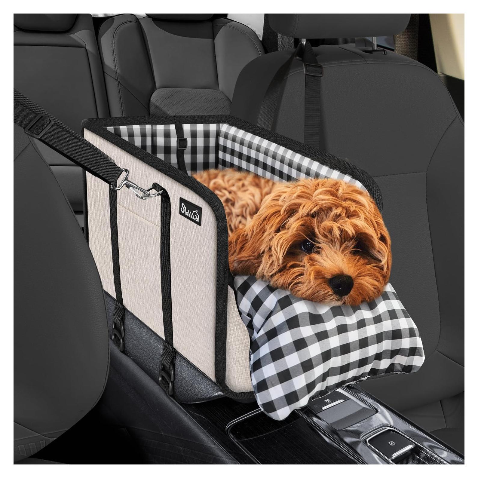 Asiento de Coche para Perros SlowTon Beige - Elevador 42x22x22 cm