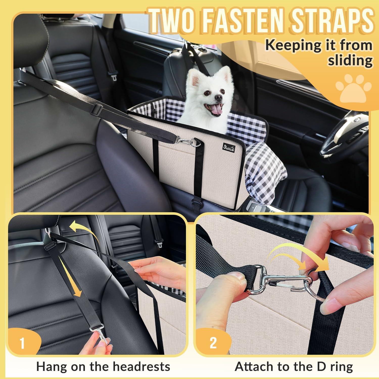 Asiento de Coche para Perros SlowTon Beige - Elevador 42x22x22 cm