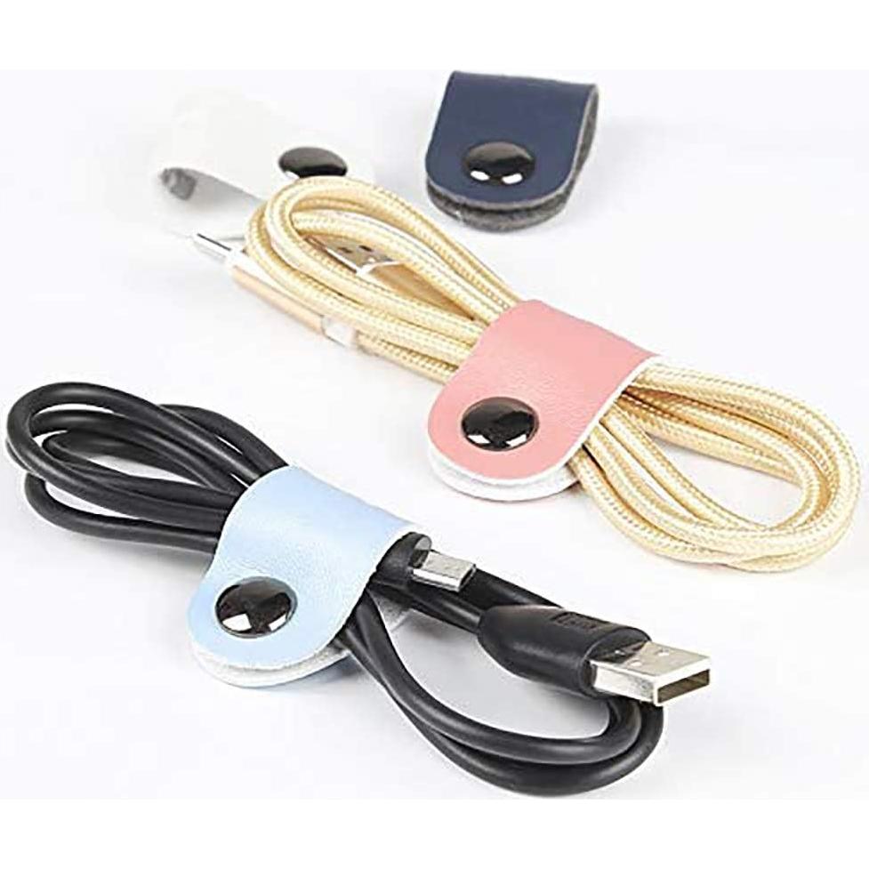 Organizador de Cables de Cuero Genuino Seabaras - Juego de 5