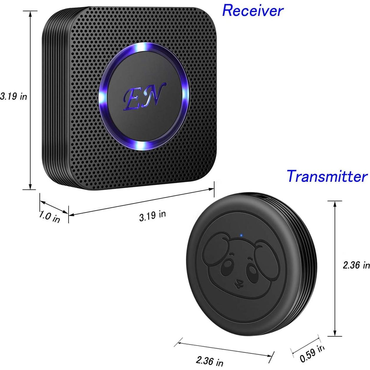 Timbre Inalámbrico para Perros EverNary con 1 Receptor y 2 Transmisores