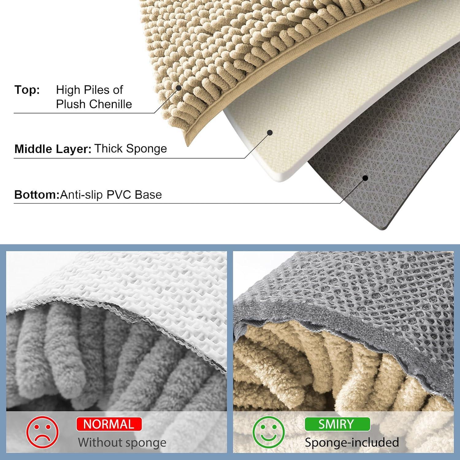 Alfombrilla de baño Chenilla Smiry 150x51 cm Beige Antideslizante