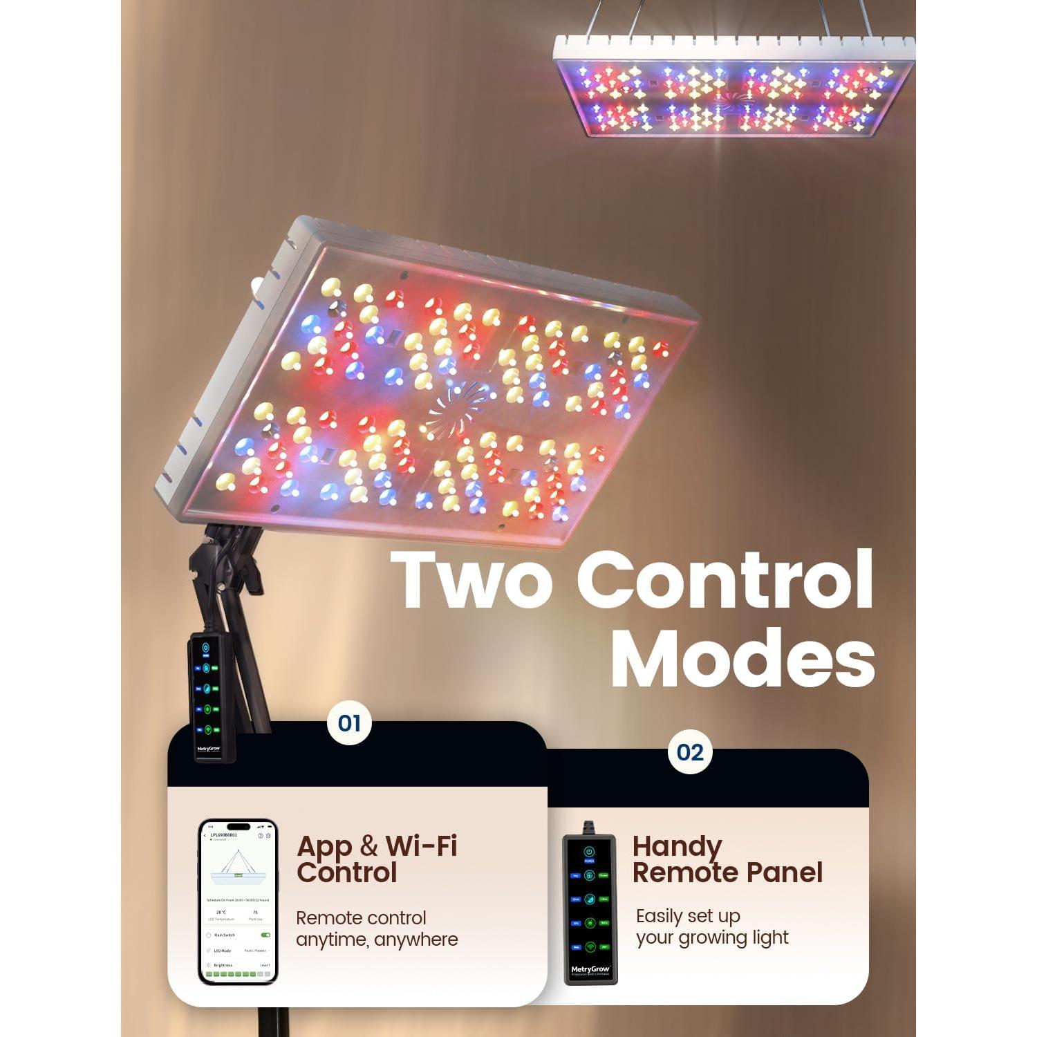 Luz de Crecimiento LED MetryGrow 48W Espectro Completo 0.61m