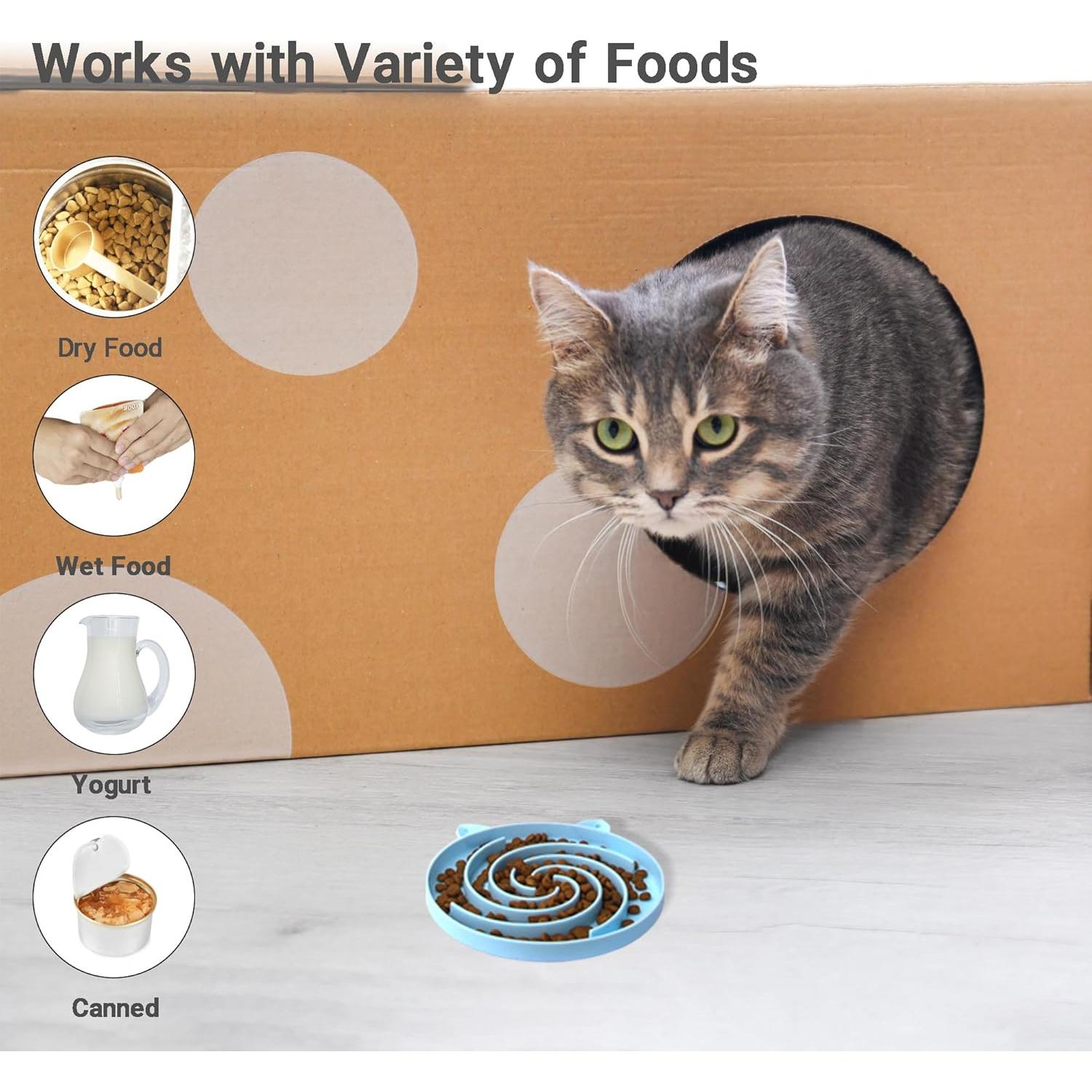 Comedero Lento de Silicona Bifeaw para Gatos - Verde y Azul