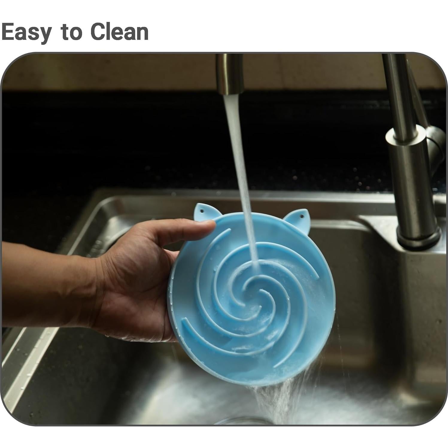 Comedero Lento de Silicona Bifeaw para Gatos - Verde y Azul