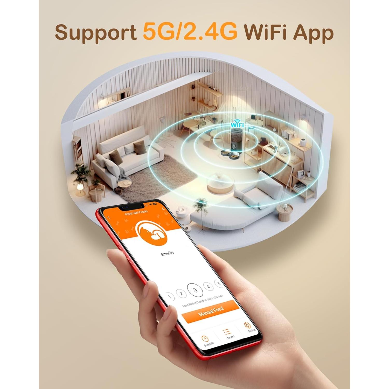 Comedero Automático Molypet 6L WiFi 2 Tazones para Gatos