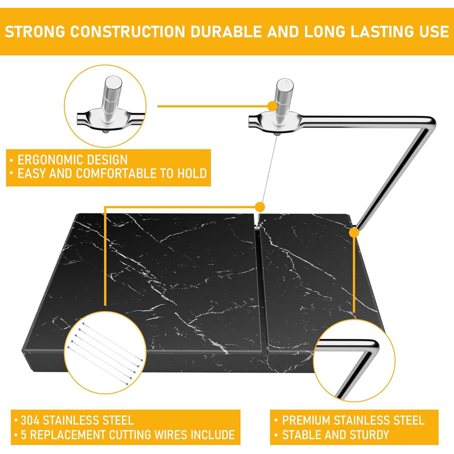 Cortador de Queso TOPULORS de Mármol 20x12.7cm con 5 Cables