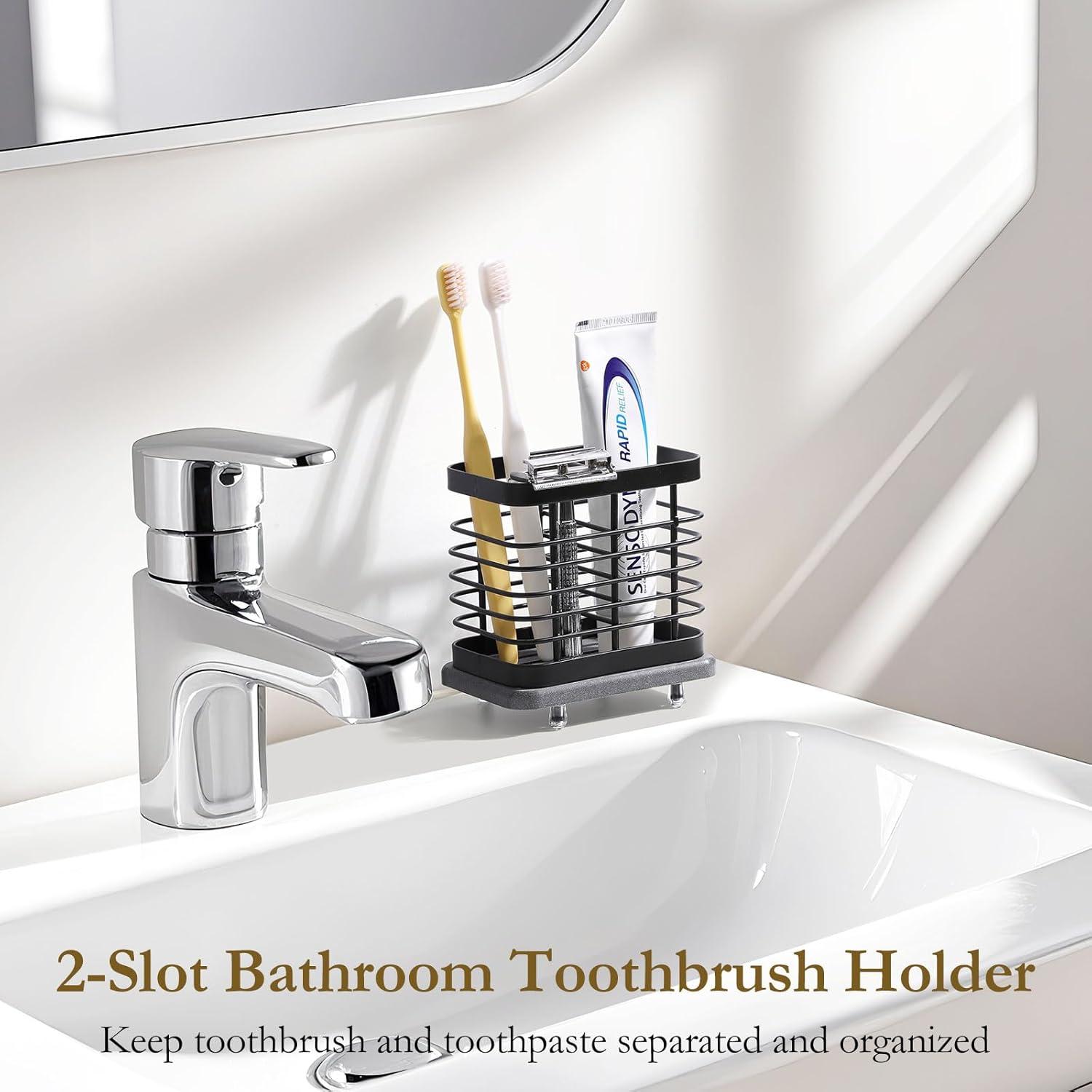 Soporte de Cepillo de Dientes Shinowa Acero Inoxidable 2 Ranuras