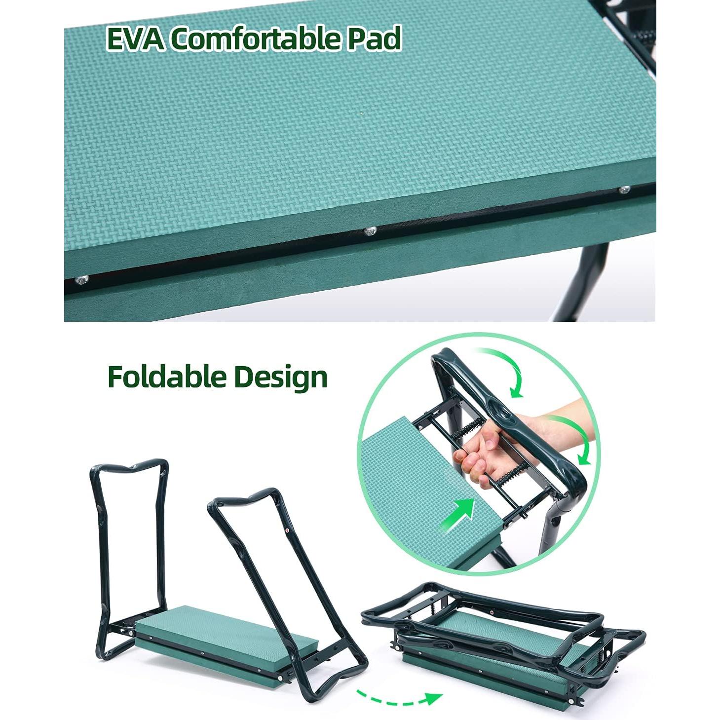 Rodillo y Asiento de Jardín Ohuhu Verde 2 en 1 con Almohadilla