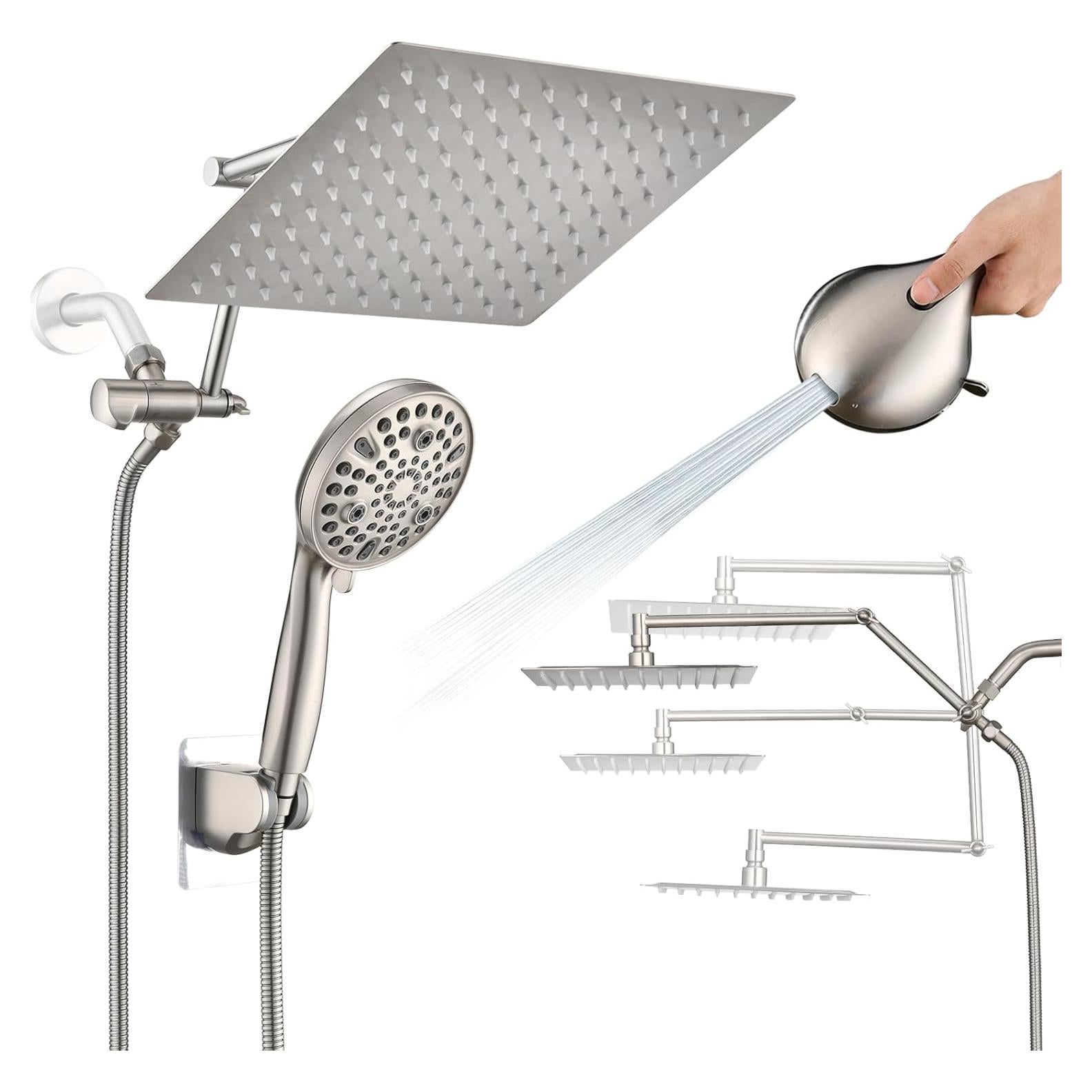 Cabezal de Ducha PDPBath 10" con Spray de Mano y 10 Configuraciones