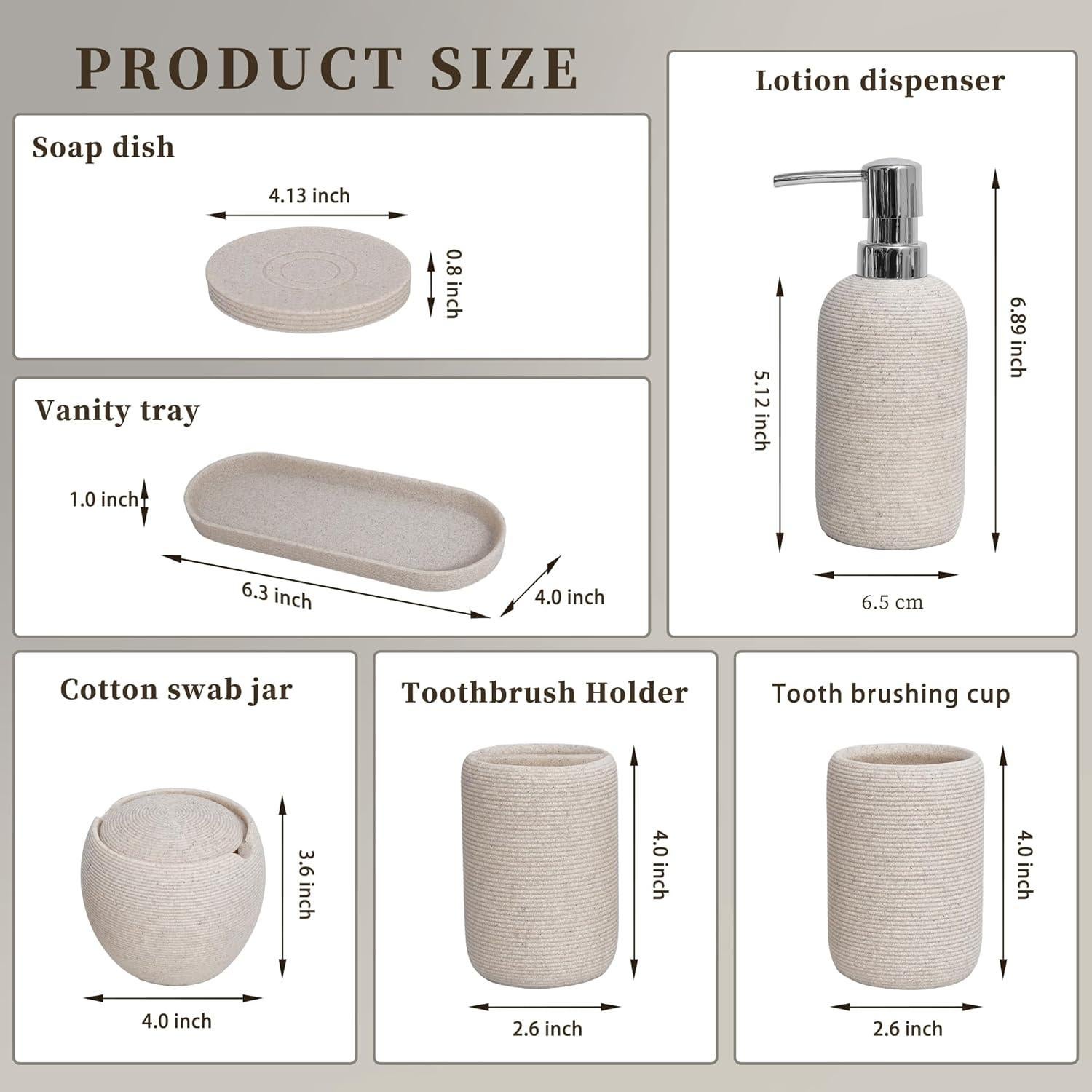 Juego de Accesorios de Baño 6 Piezas Beige Boershun