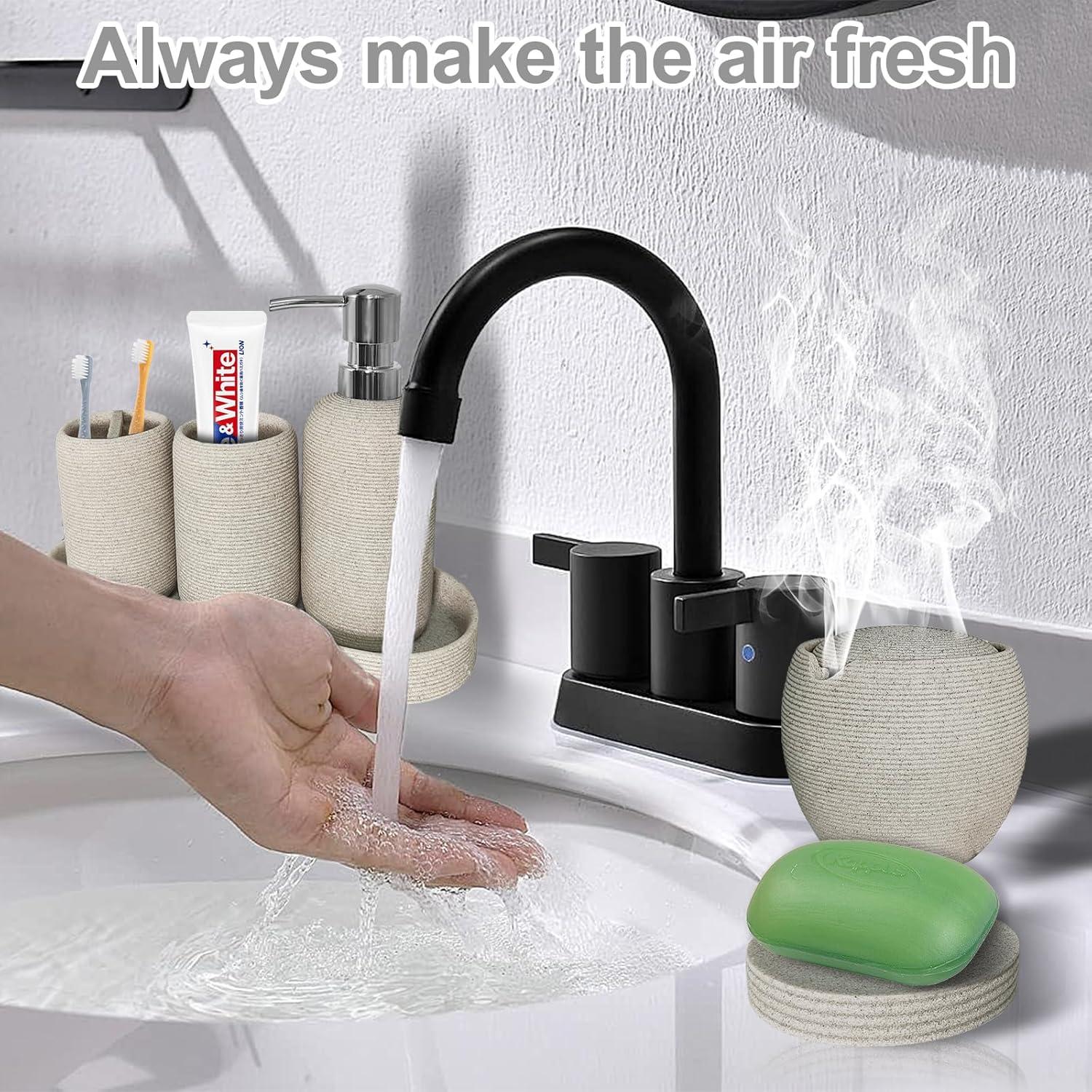 Juego de Accesorios de Baño 6 Piezas Beige Boershun