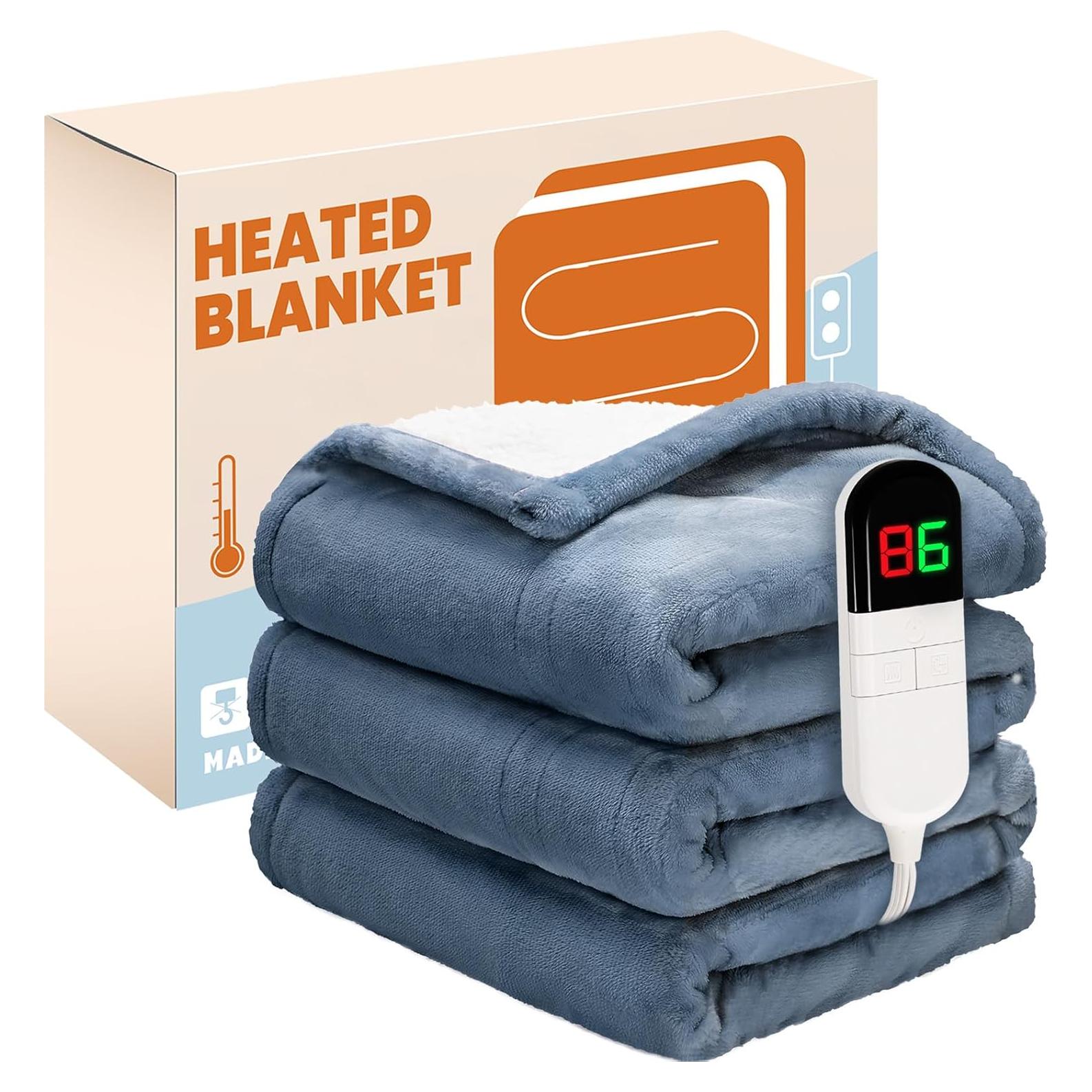 Manta Eléctrica Calentada PTQ 127x152cm Franela Azul 6 Niveles