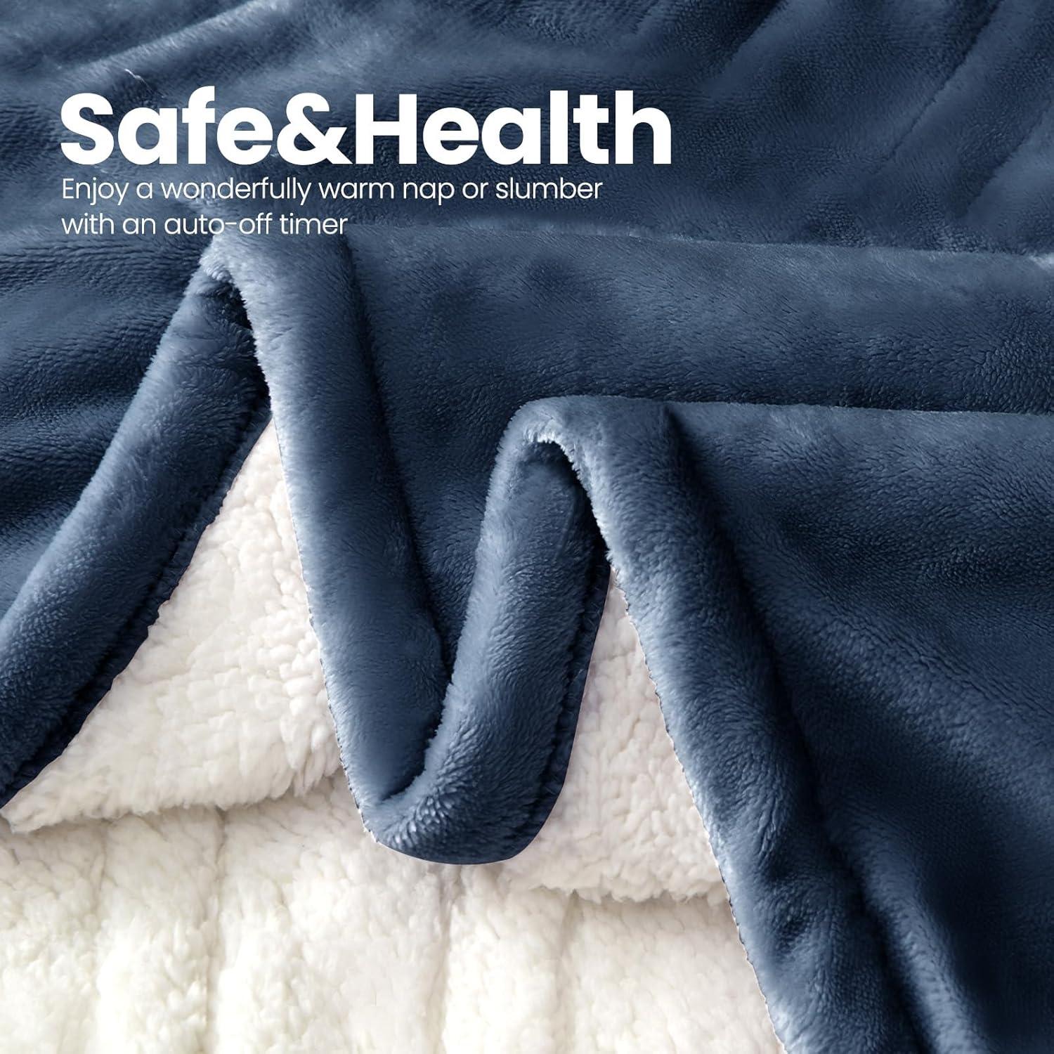 Manta Eléctrica Calentada PTQ 127x152cm Franela Azul 6 Niveles