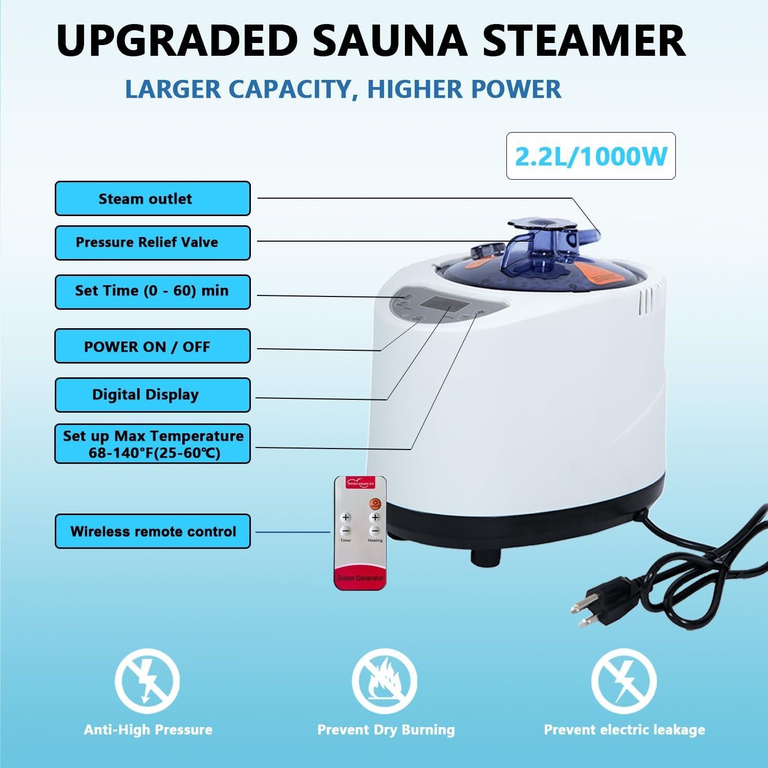 Sauna de Vapor Portátil Hainan Kang 602MS Verde 1000W