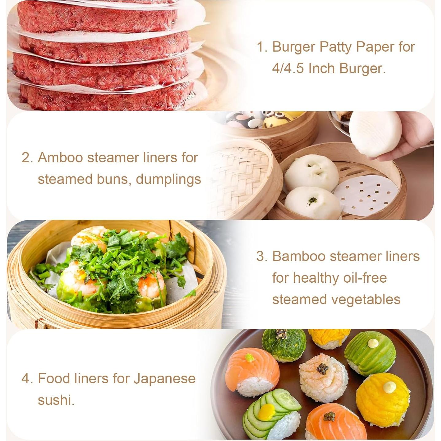 200 Forros de Papel para Freidora de Aire 5" HTBMALL Antiadherente