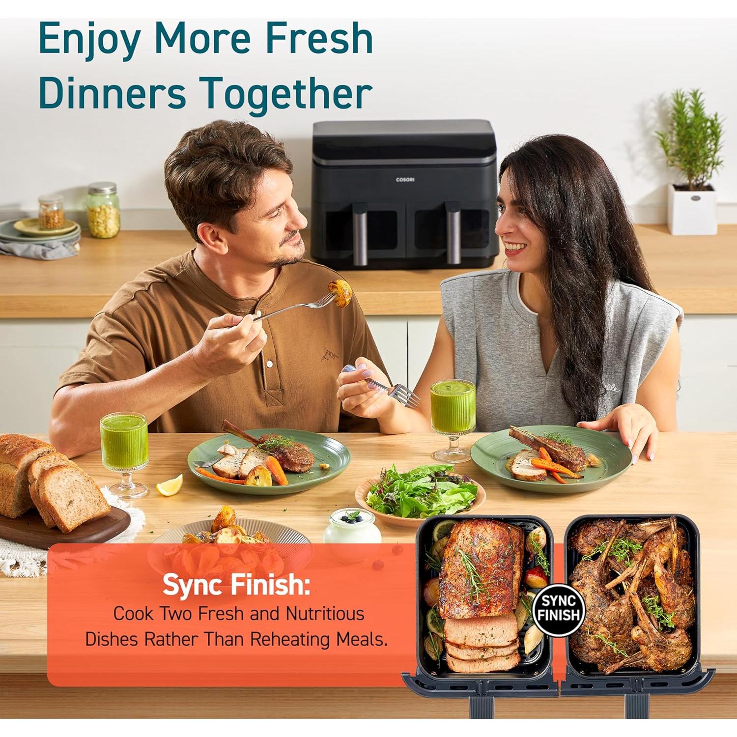 Freidora de Aire Doble COSORI 9Qt 10 en 1 Apta para Lavavajillas