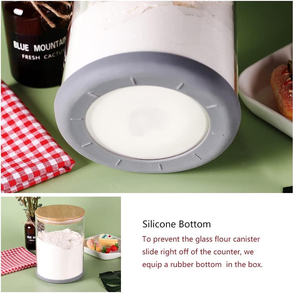 Contenedor de Harina Hermético de Vidrio CZFWin 3L con Tapa de Bambú