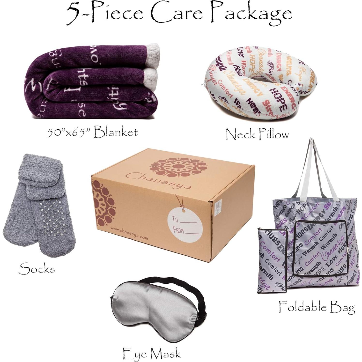 Chanasya Set de Regalo 5 Piezas Manta Almohada Bolsa Calcetines