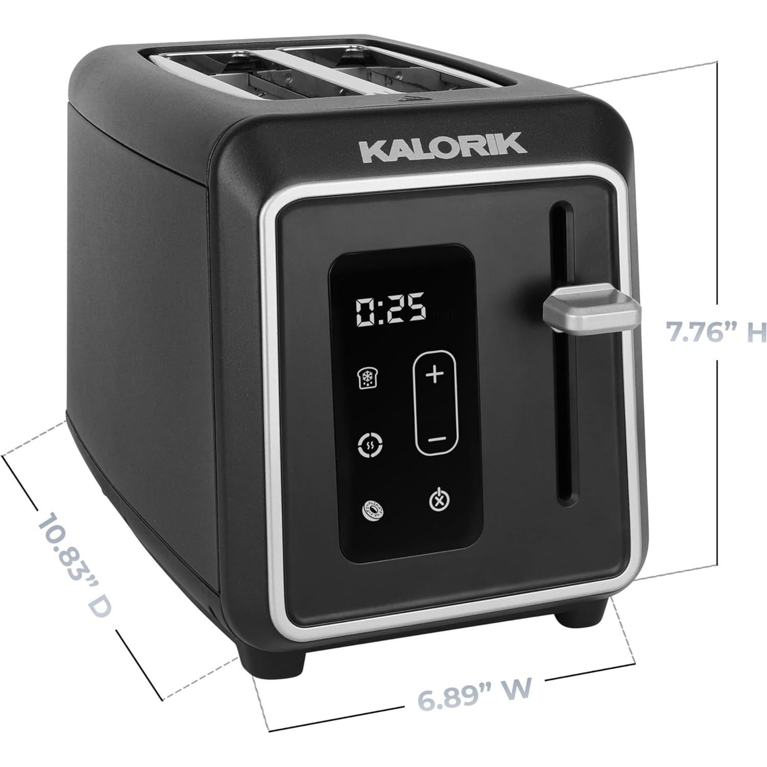 Tostadora Kalorik 2 Rebanadas LED 850W Negro con 6 Configuraciones