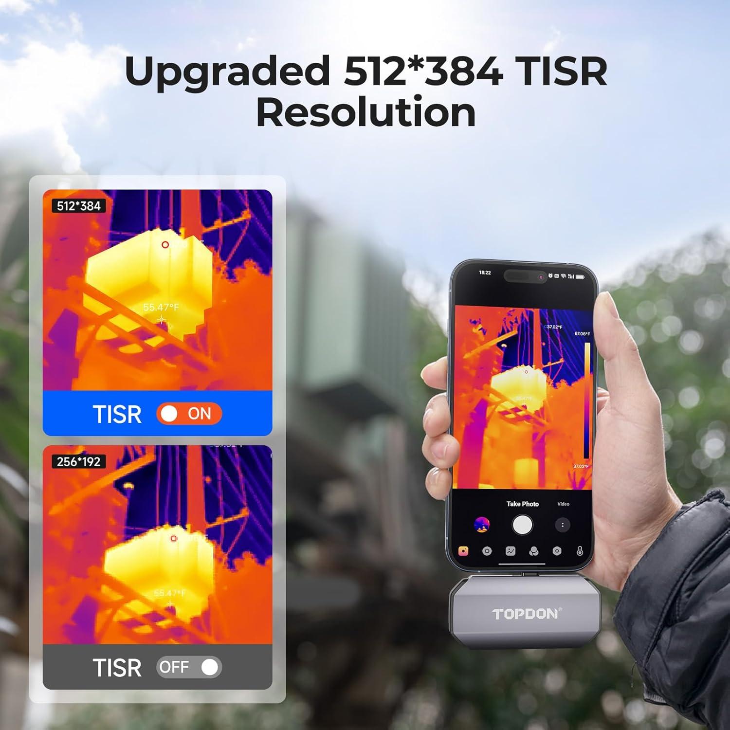 Cámara Térmica TOPDON TC002C, 512x384, USB-C para iPhone