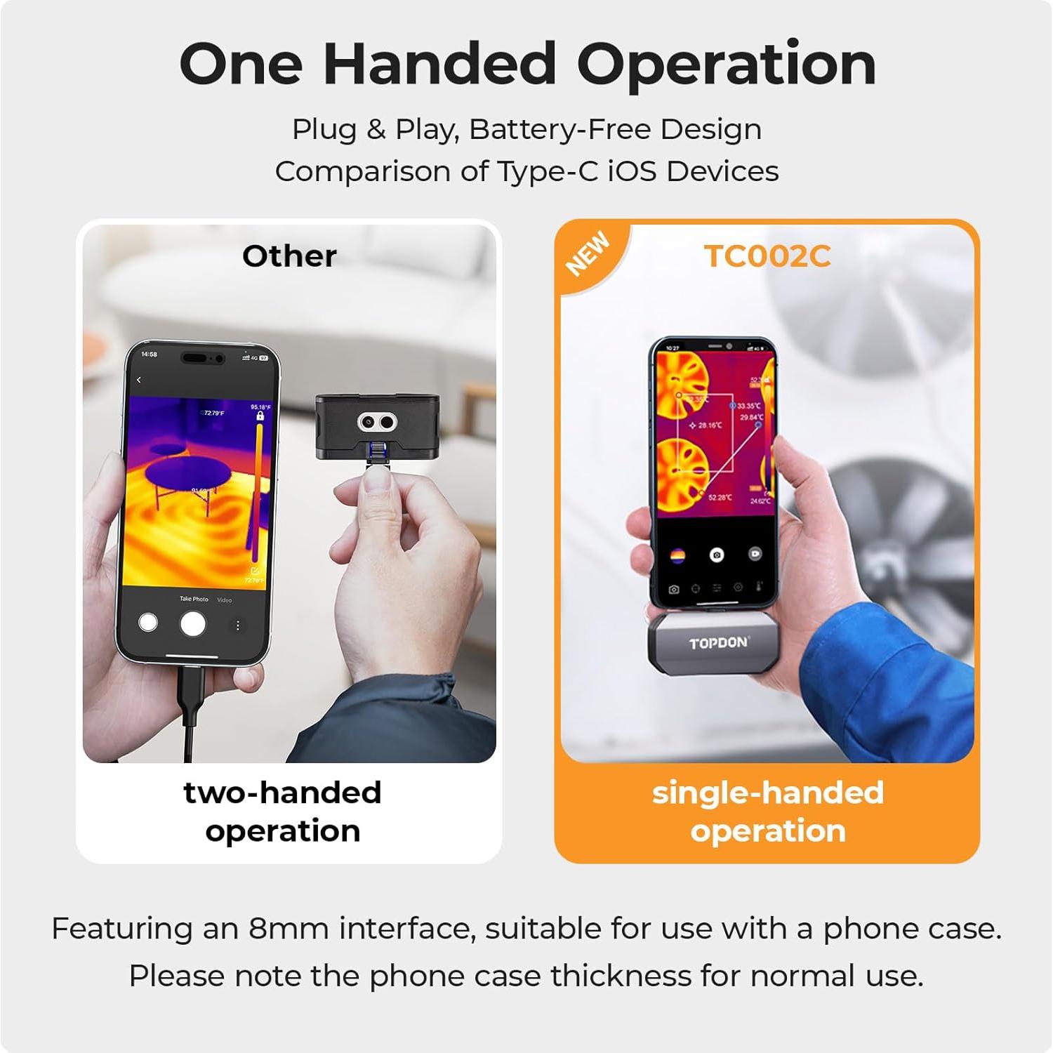 Cámara Térmica TOPDON TC002C, 512x384, USB-C para iPhone