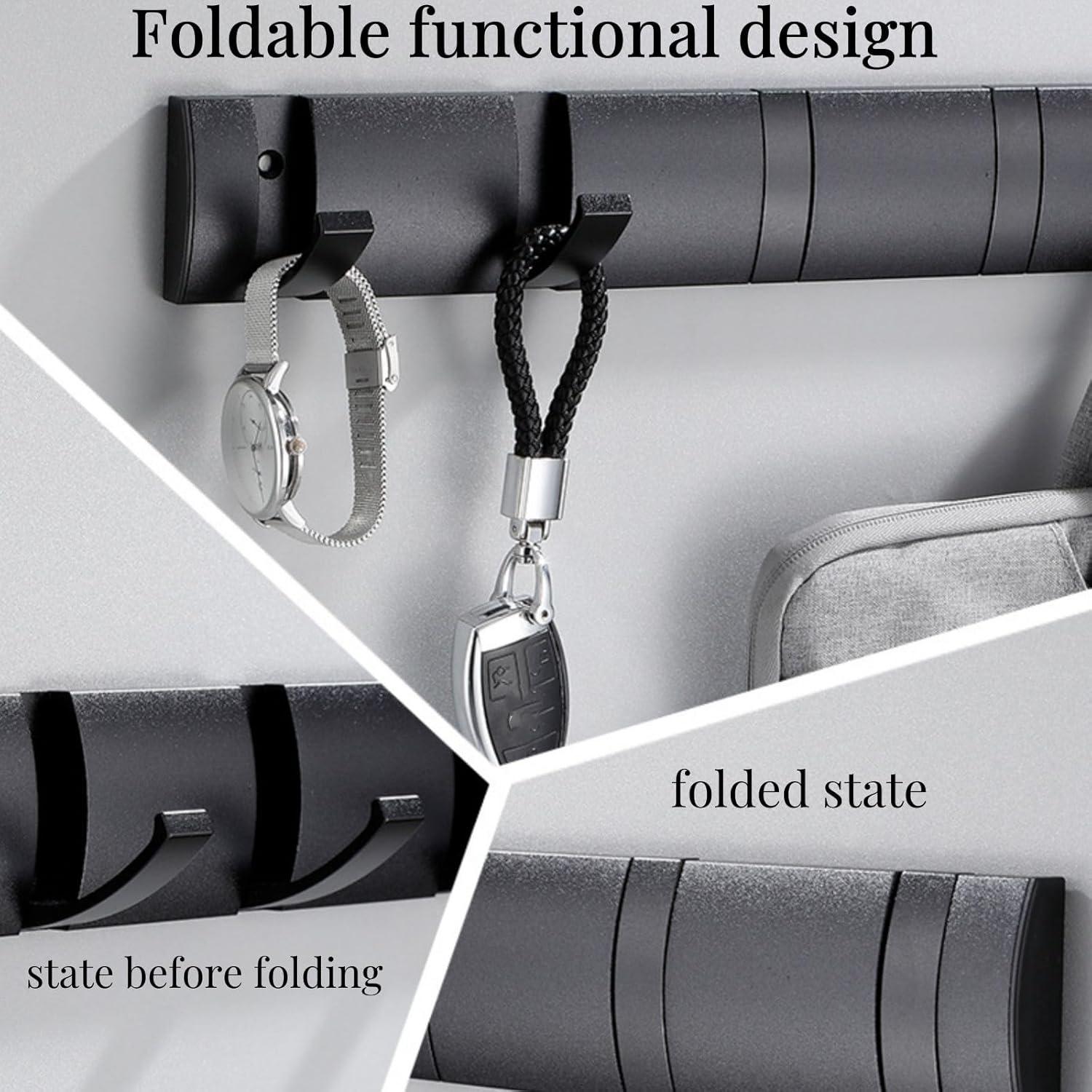 Perchero Plegable Cehold de Aluminio con 5 Ganchos Negro