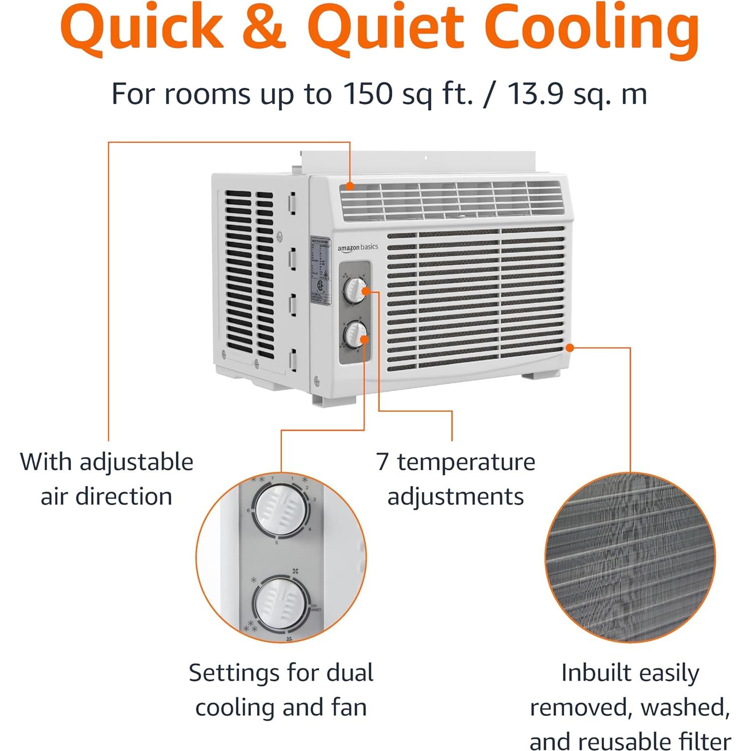 Aire Acondicionado de Ventana Amazon Basics 5000 BTU Blanco