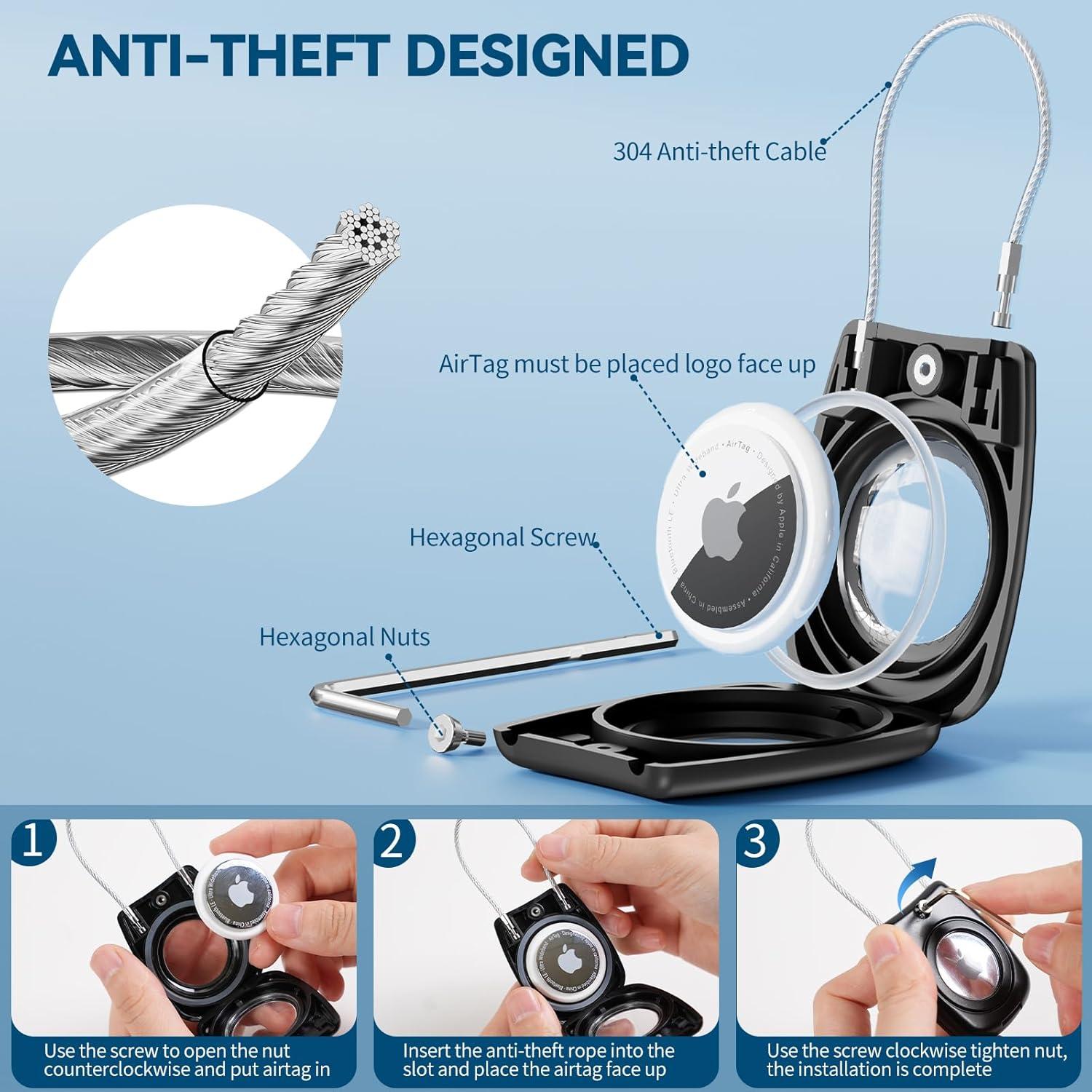 Soporte Impermeable para AirTag Wowwat - Funda Antipérdida Negra