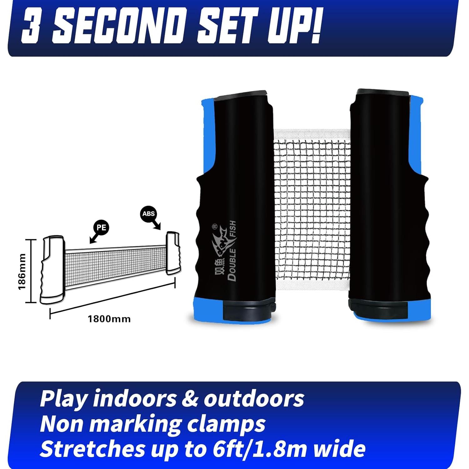 Set de Tenis de Mesa Double Fish 4 Palas y 6 Pelotas ITTF