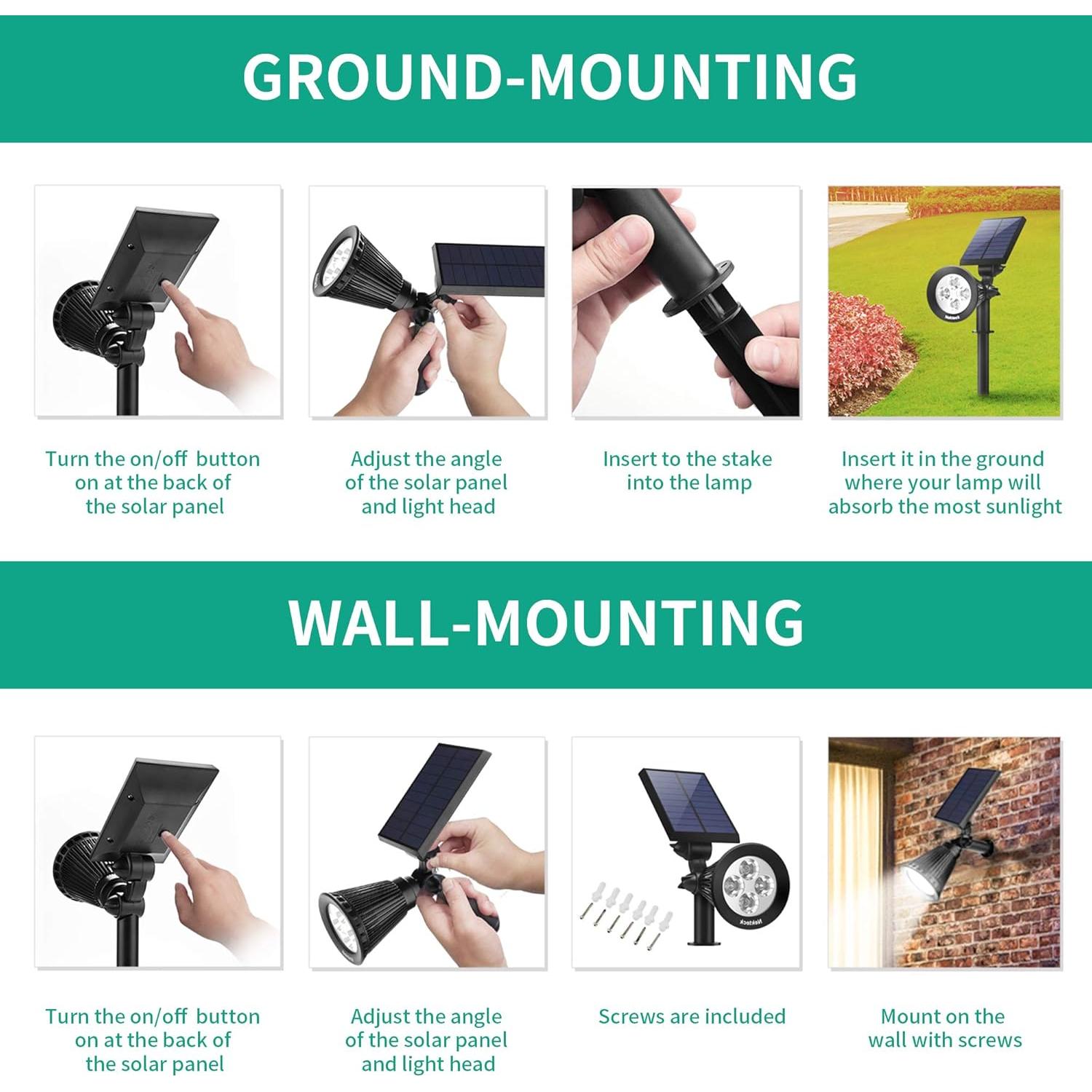 Luces Solares Nekteck 2 Paquete Focos LED 200 Lúmenes