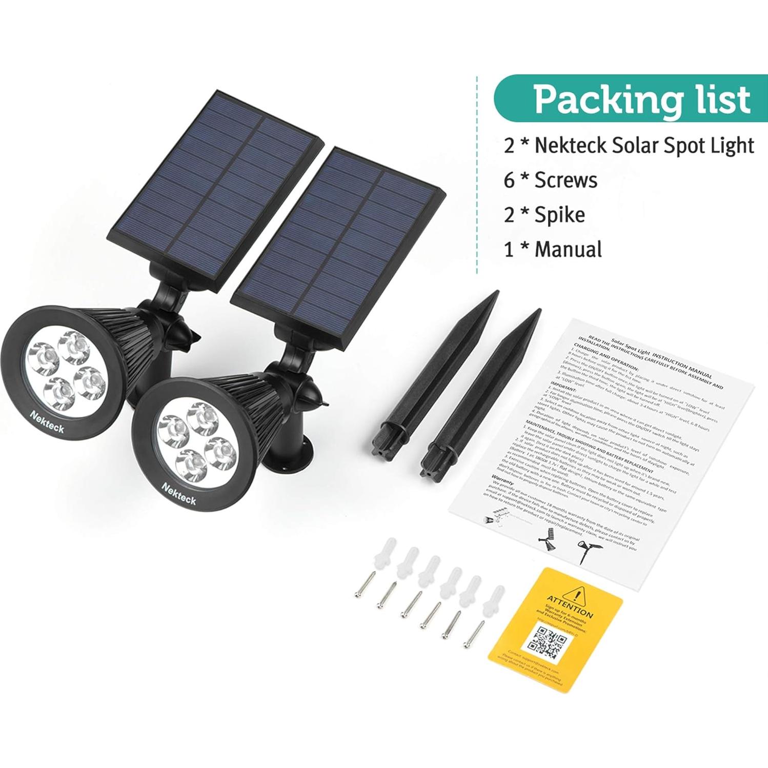 Luces Solares Nekteck 2 Paquete Focos LED 200 Lúmenes